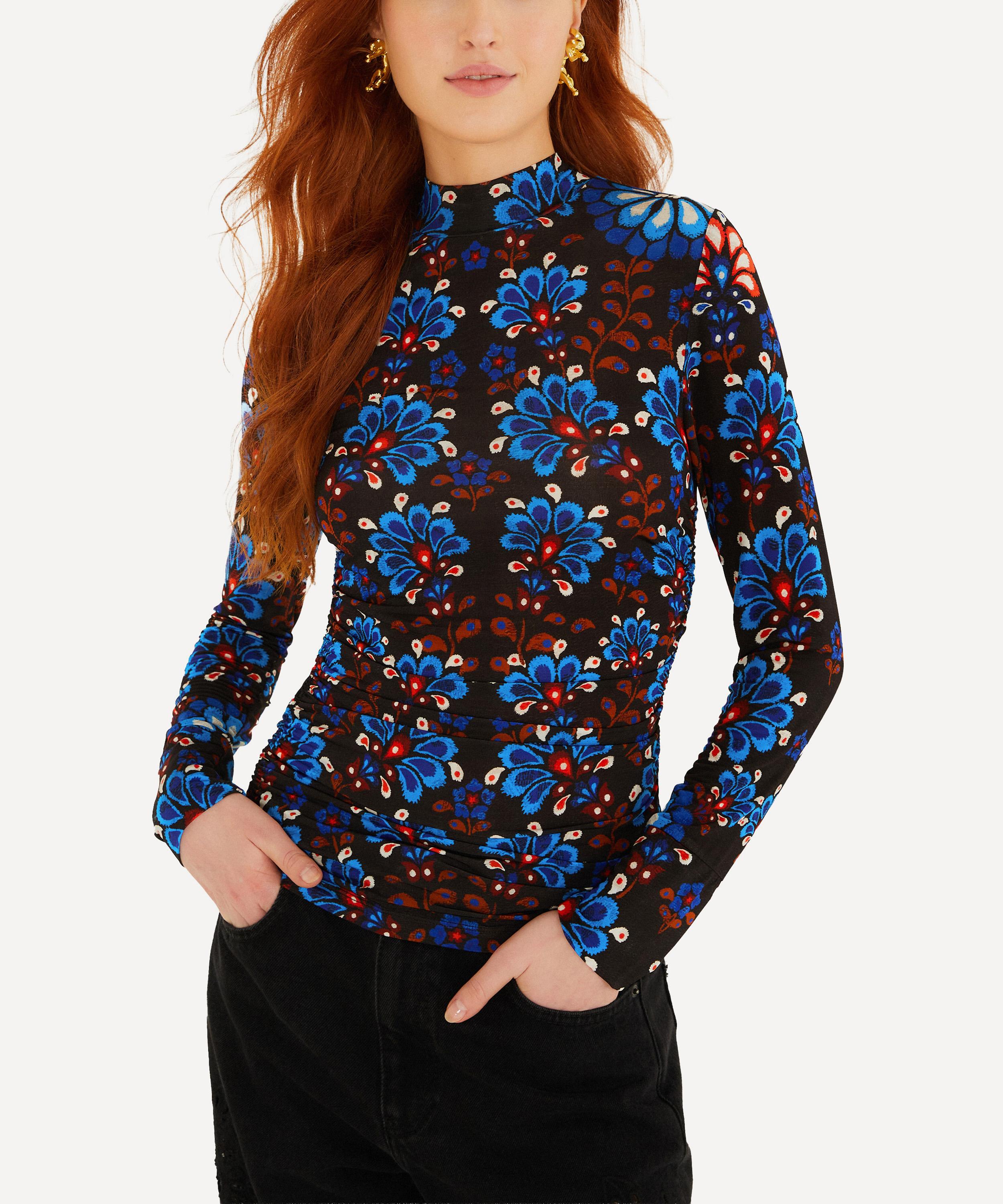 FARM Rio - Black Latina Scarf High-Neck Jersey Blouse