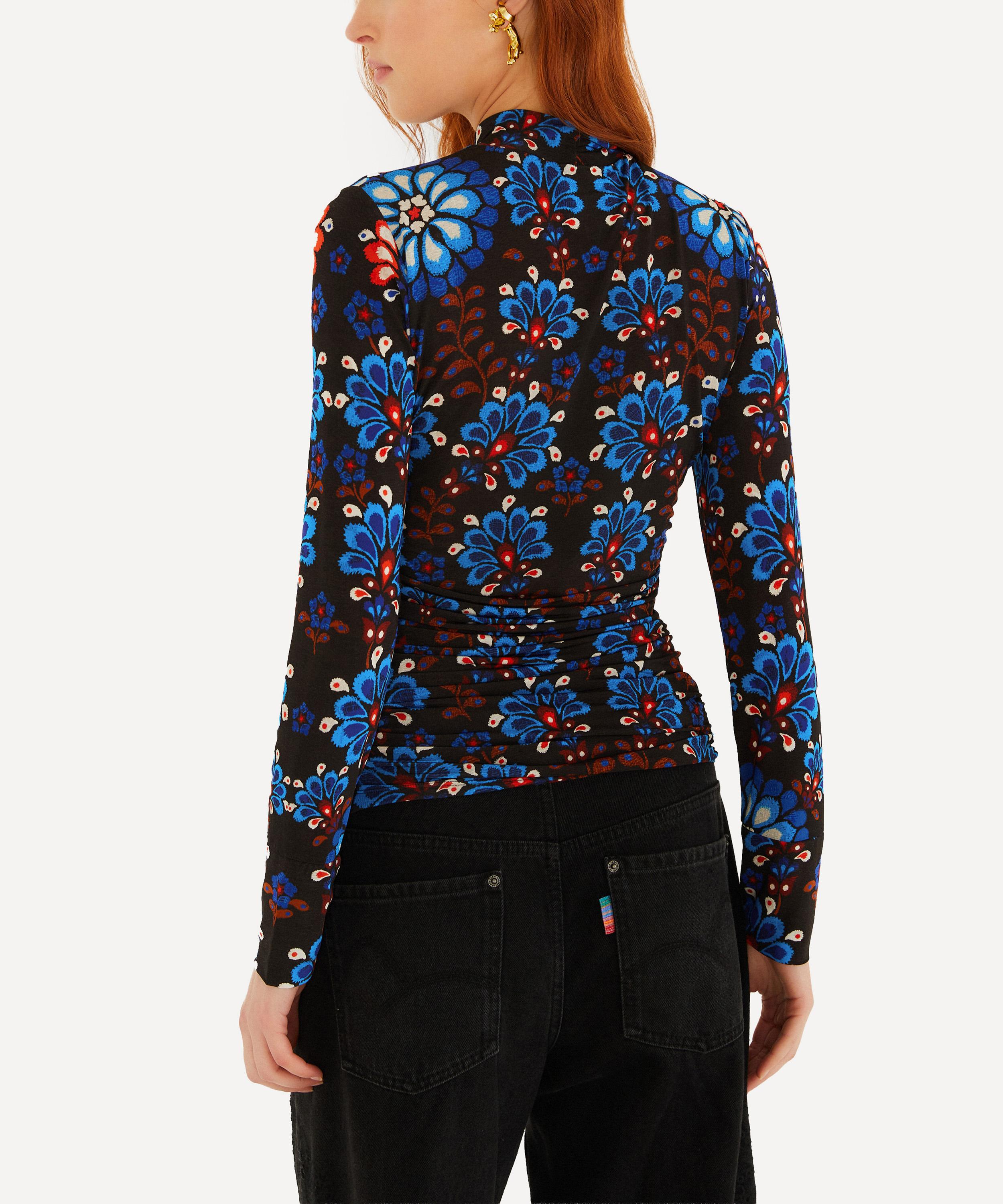 FARM Rio - Black Latina Scarf High-Neck Jersey Blouse image number 1