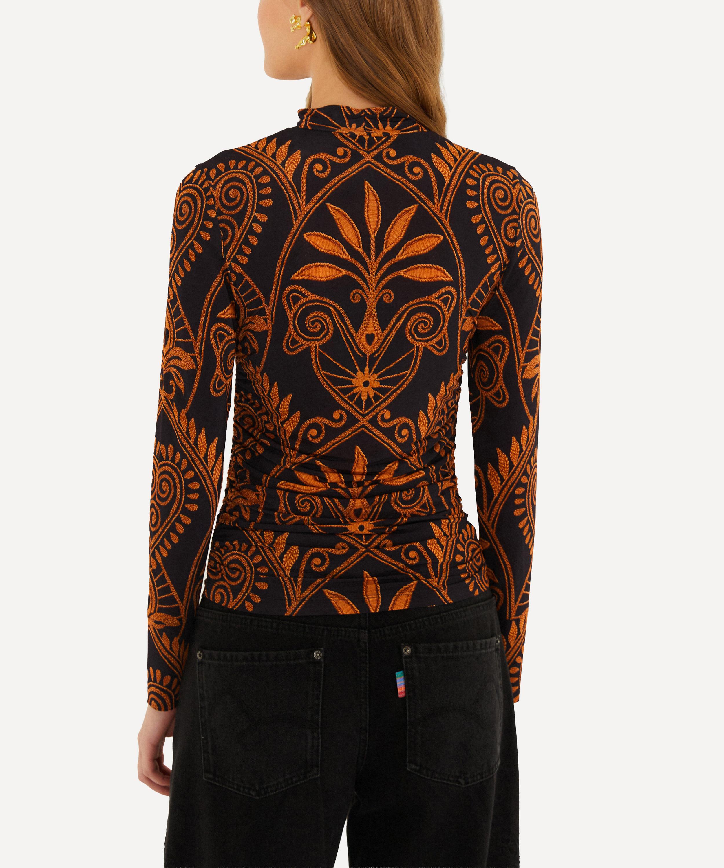 FARM Rio - Black Cornely Ainika Ruched Waist Jersey Blouse image number 1