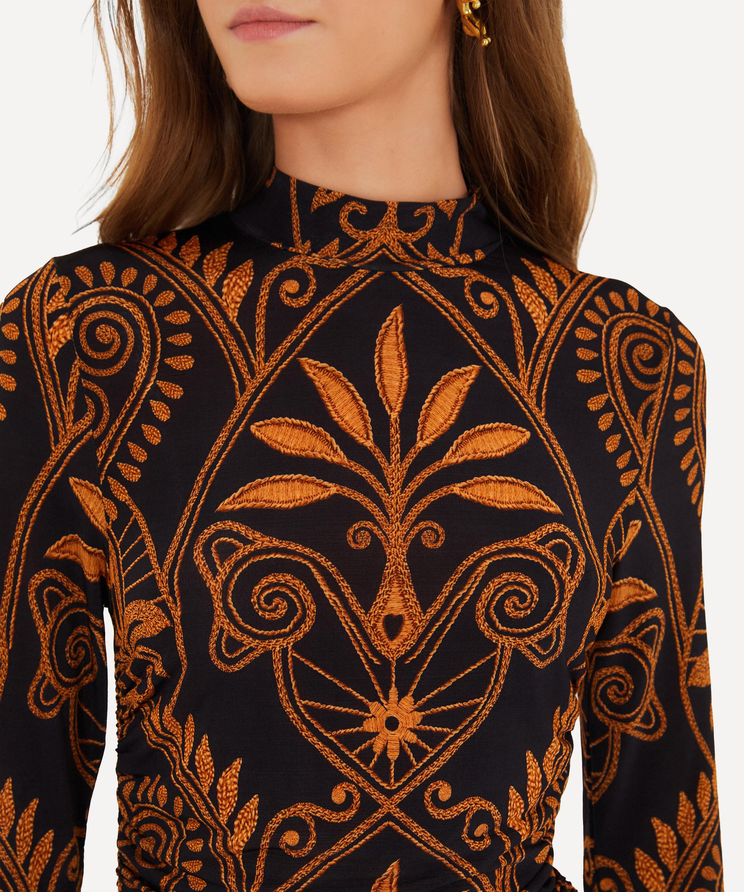 FARM Rio - Black Cornely Ainika Ruched Waist Jersey Blouse image number 2