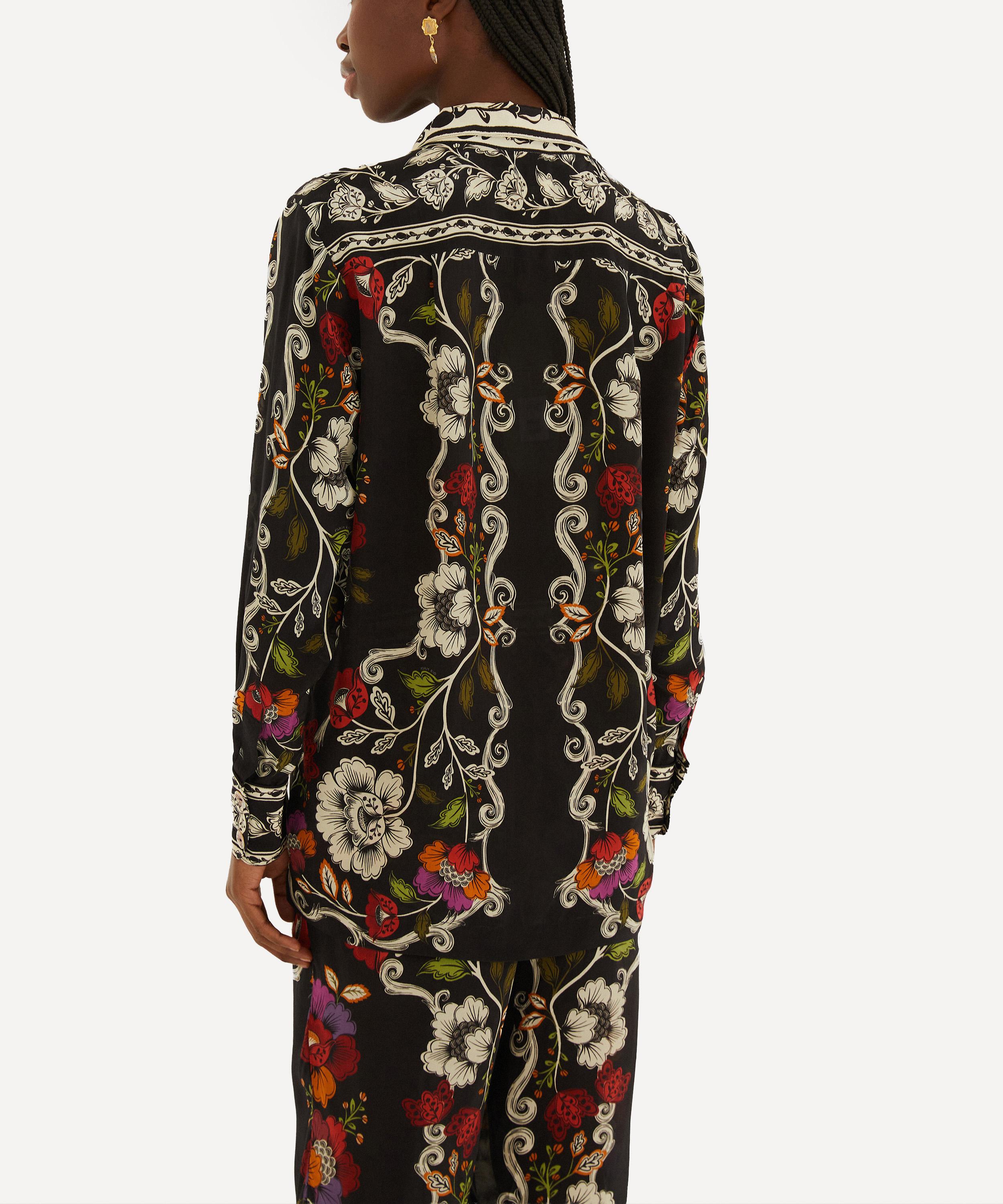FARM Rio - Black Rococo Flowers Collared Buttoned Shirt image number 1