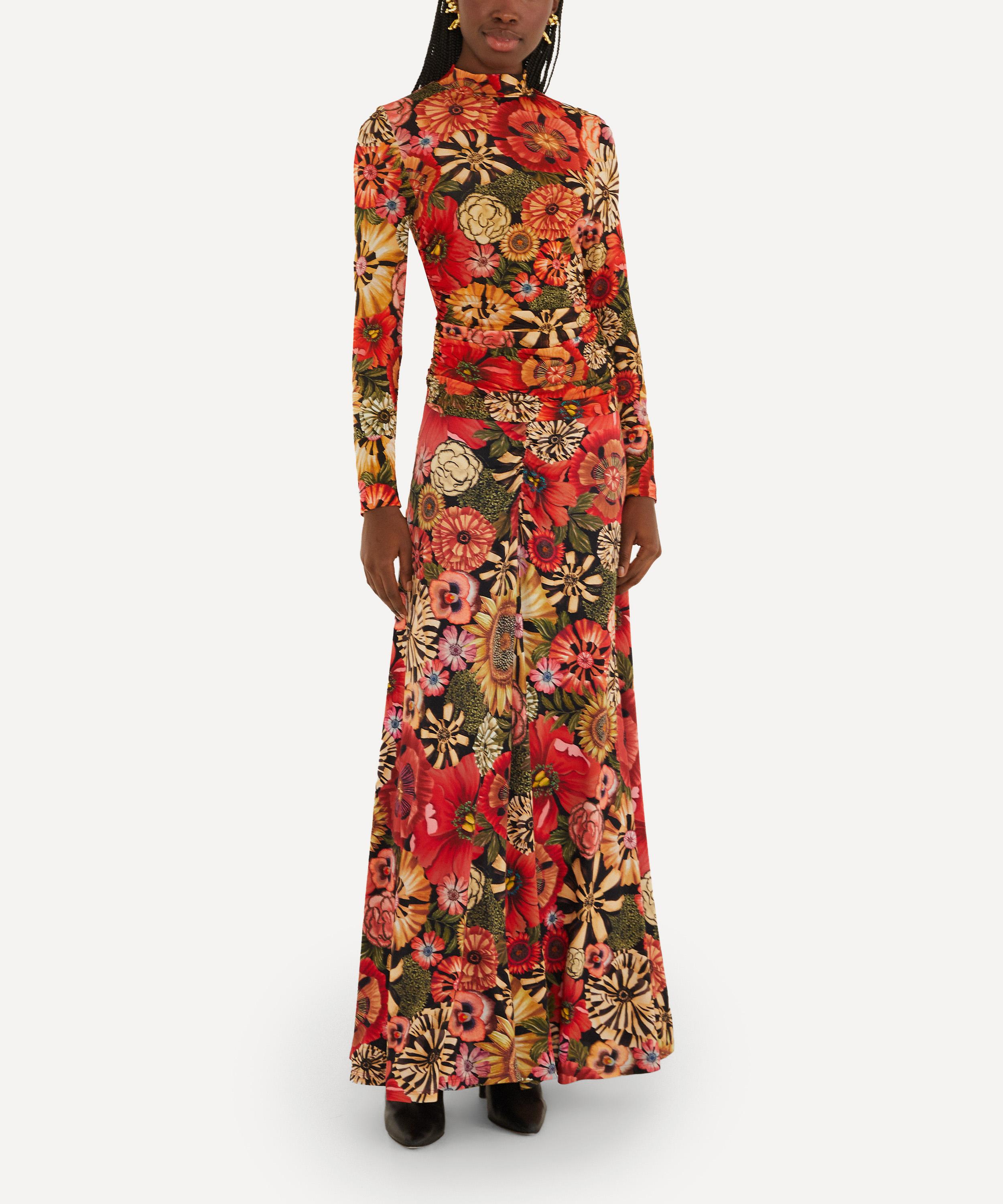 FARM Rio - Black Flowershop Ruched Waist Jersey Blouse