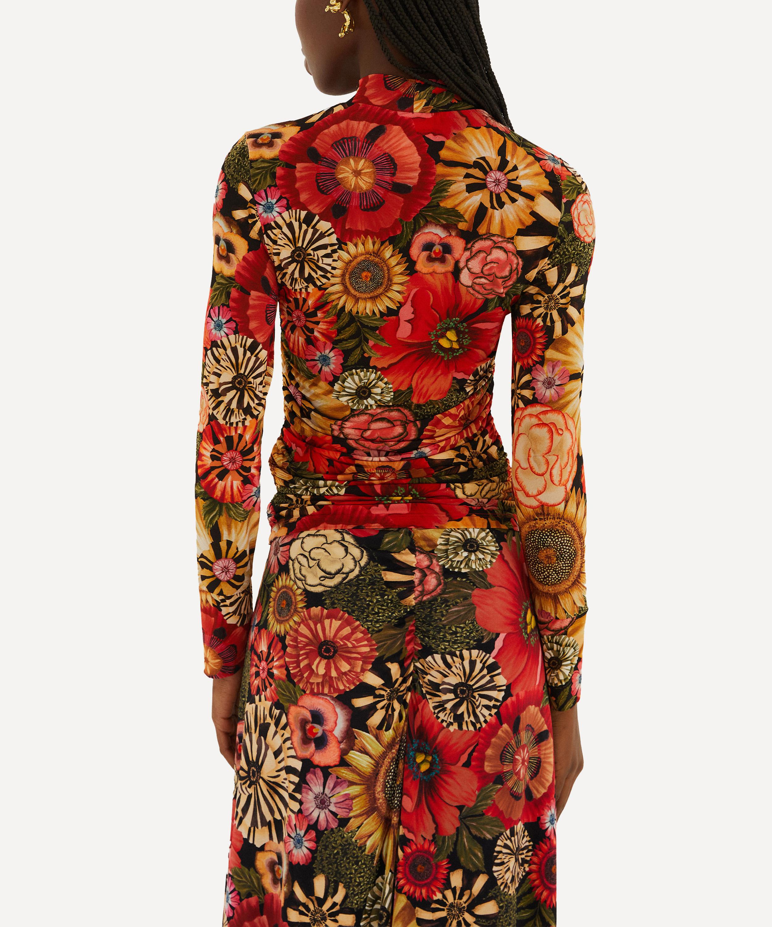 FARM Rio - Black Flowershop Ruched Waist Jersey Blouse image number 1