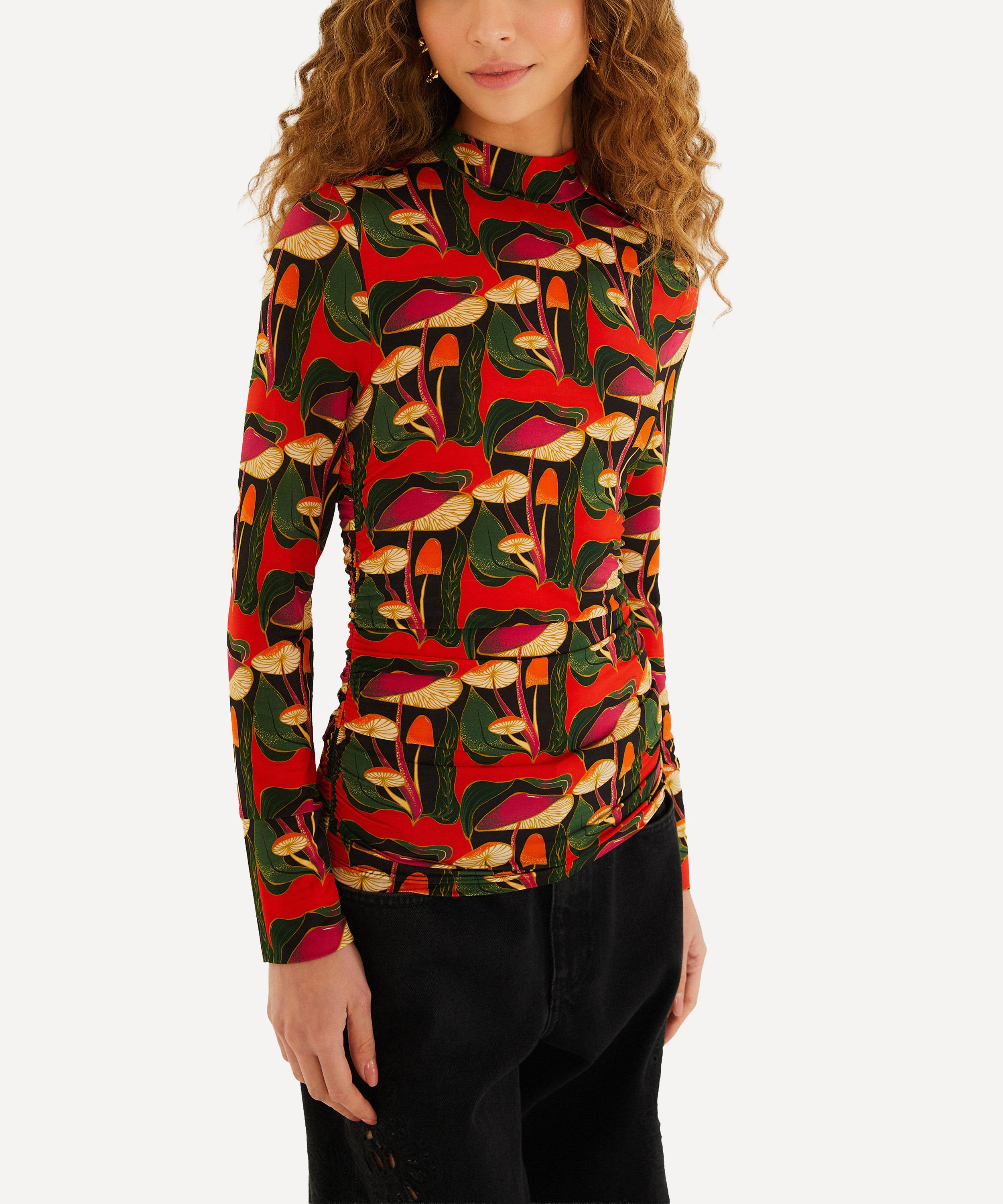 FARM Rio - Black Wild Mushrooms Jersey Blouse