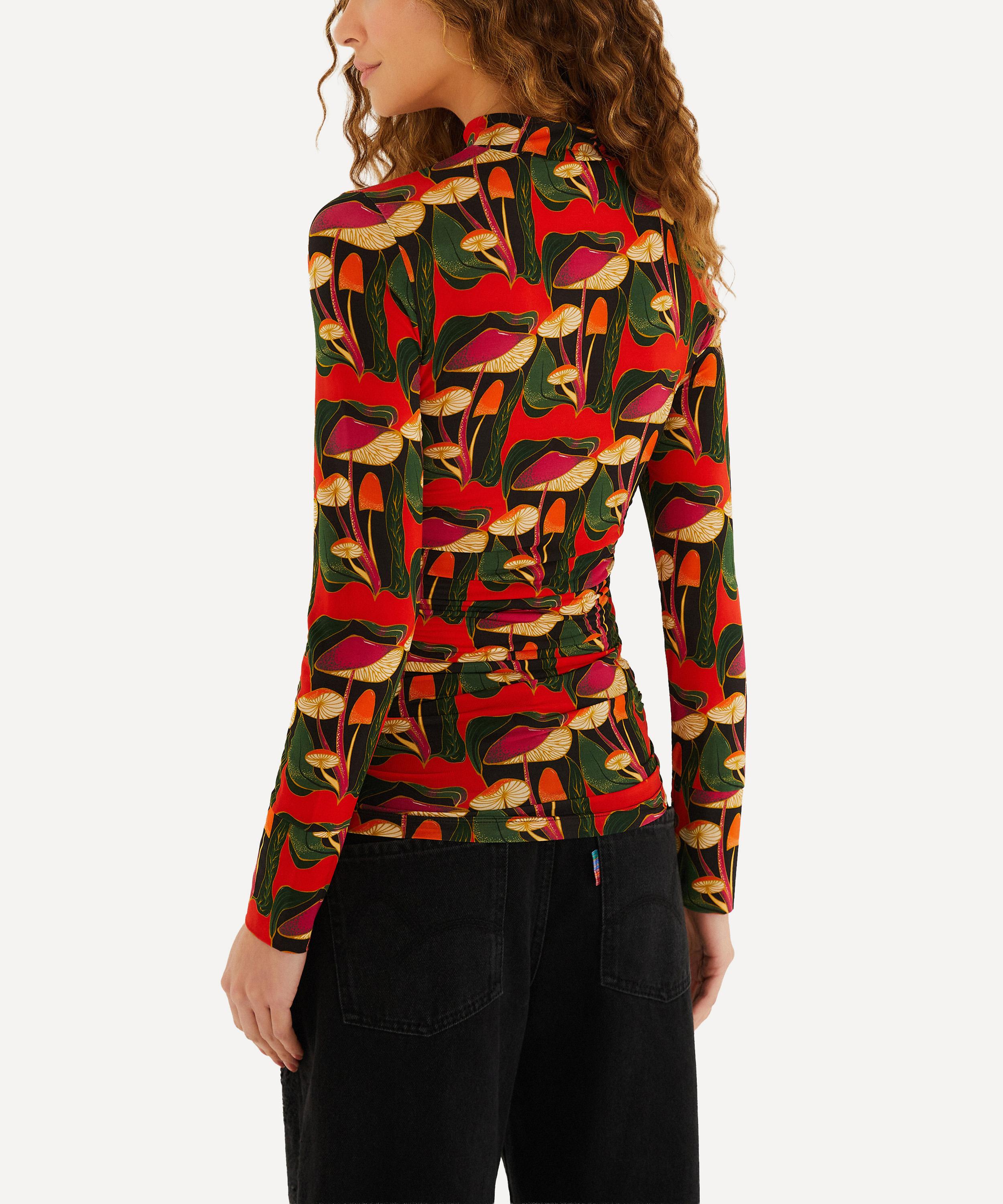 FARM Rio - Black Wild Mushrooms Jersey Blouse image number 1