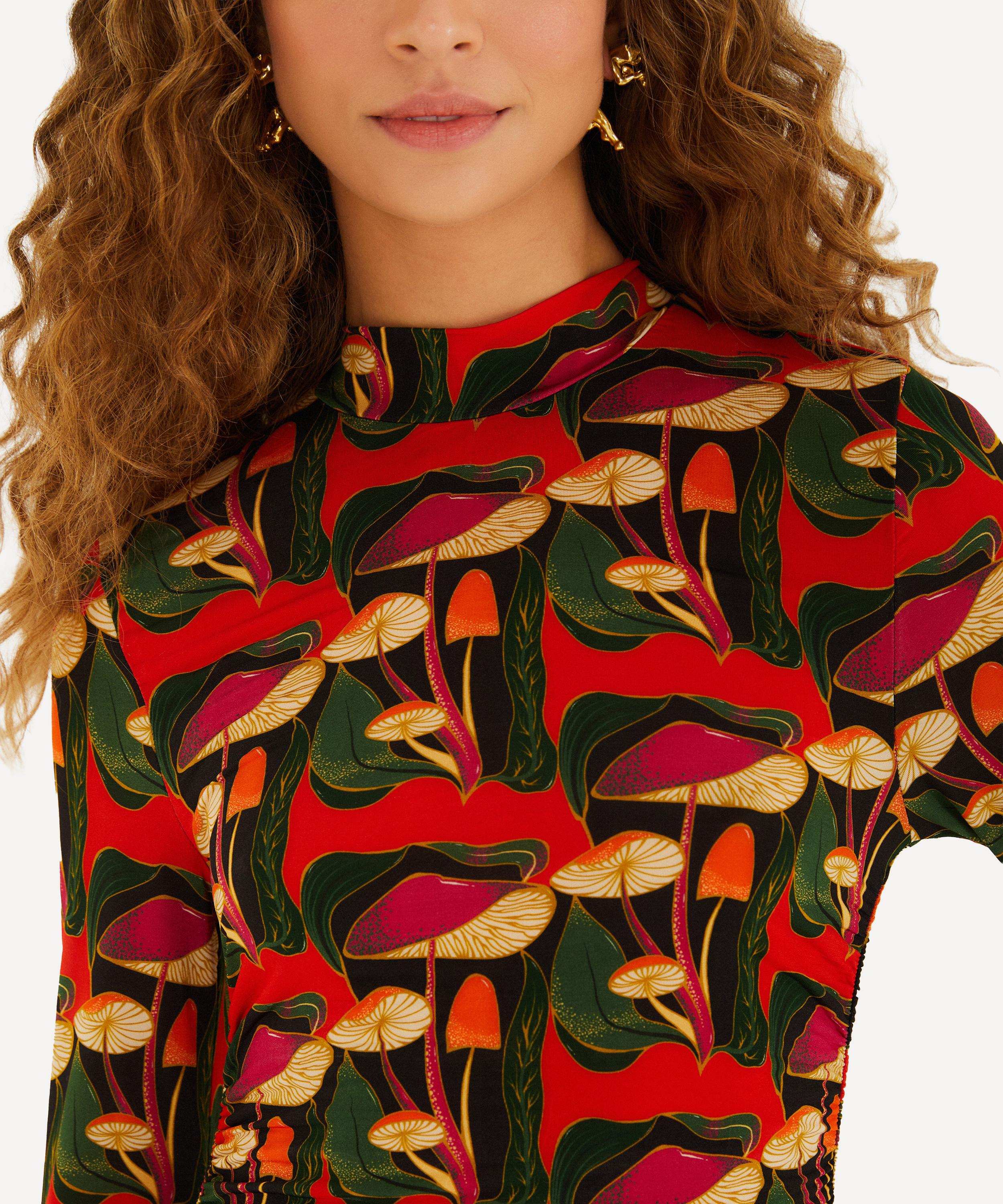 FARM Rio - Black Wild Mushrooms Jersey Blouse image number 2