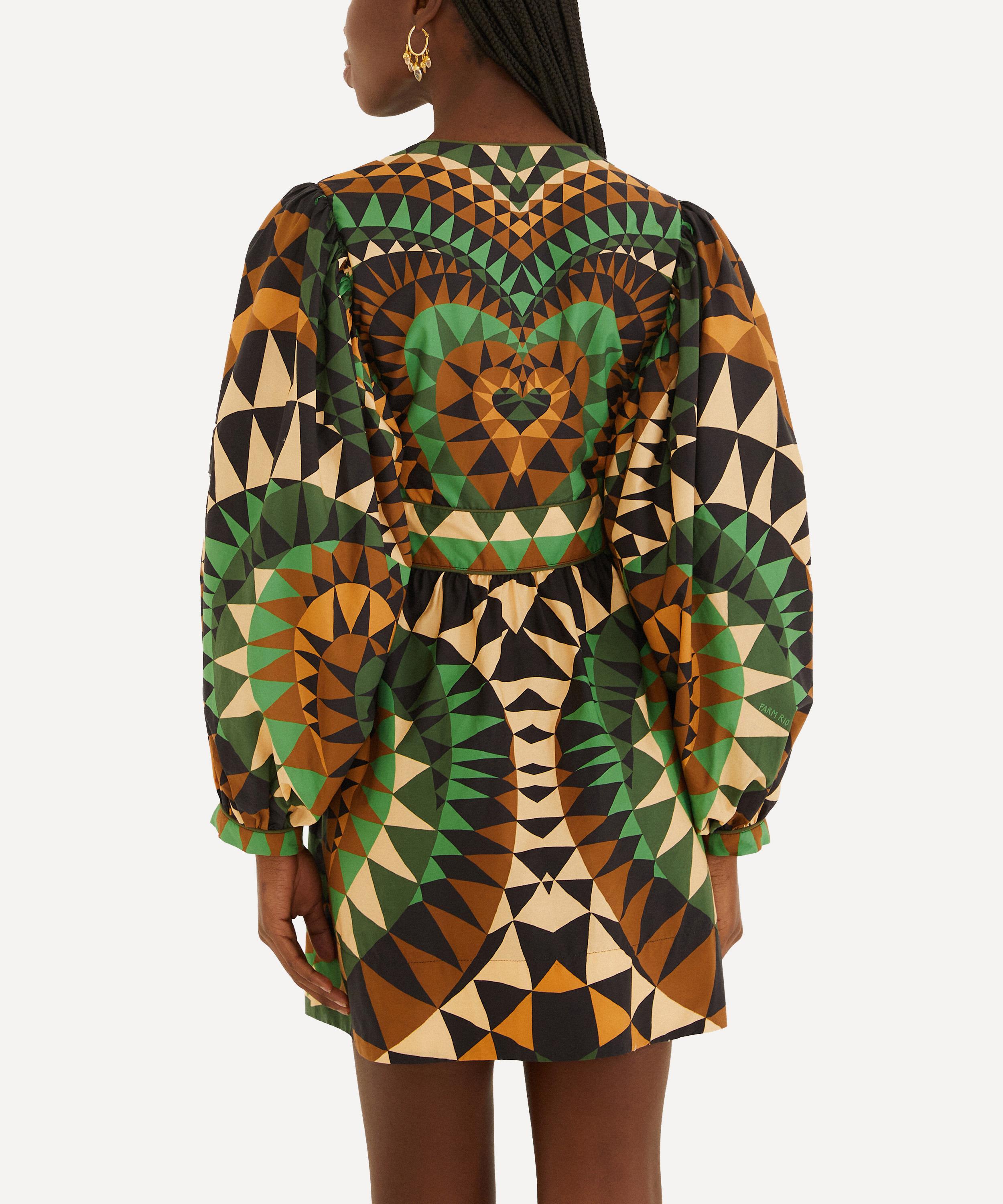 FARM Rio - Green Heart Deco Puff-Sleeve Mini Dress image number 1