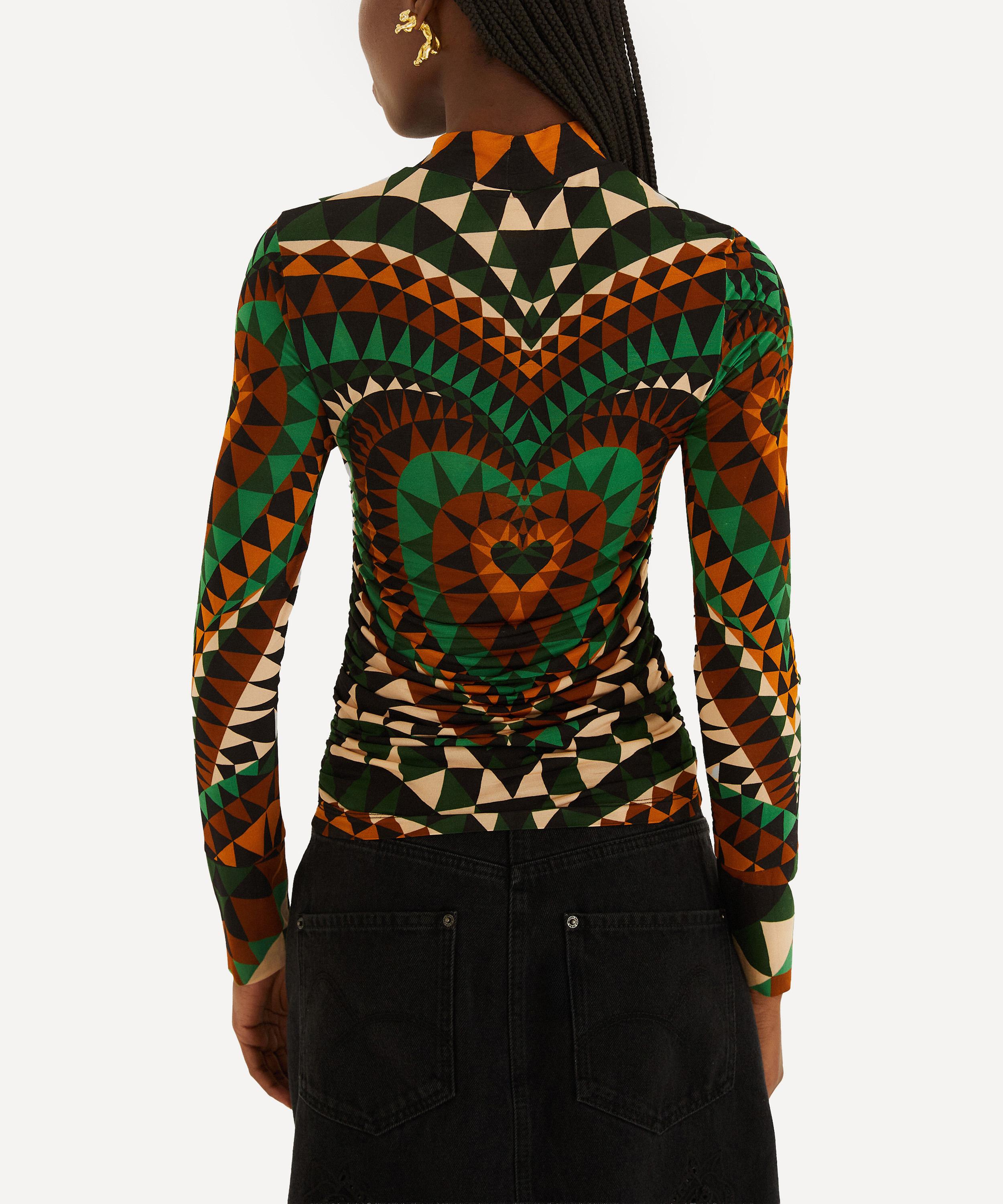 FARM Rio - Green Heart Deco Ruched Waist Jersey Blouse image number 1