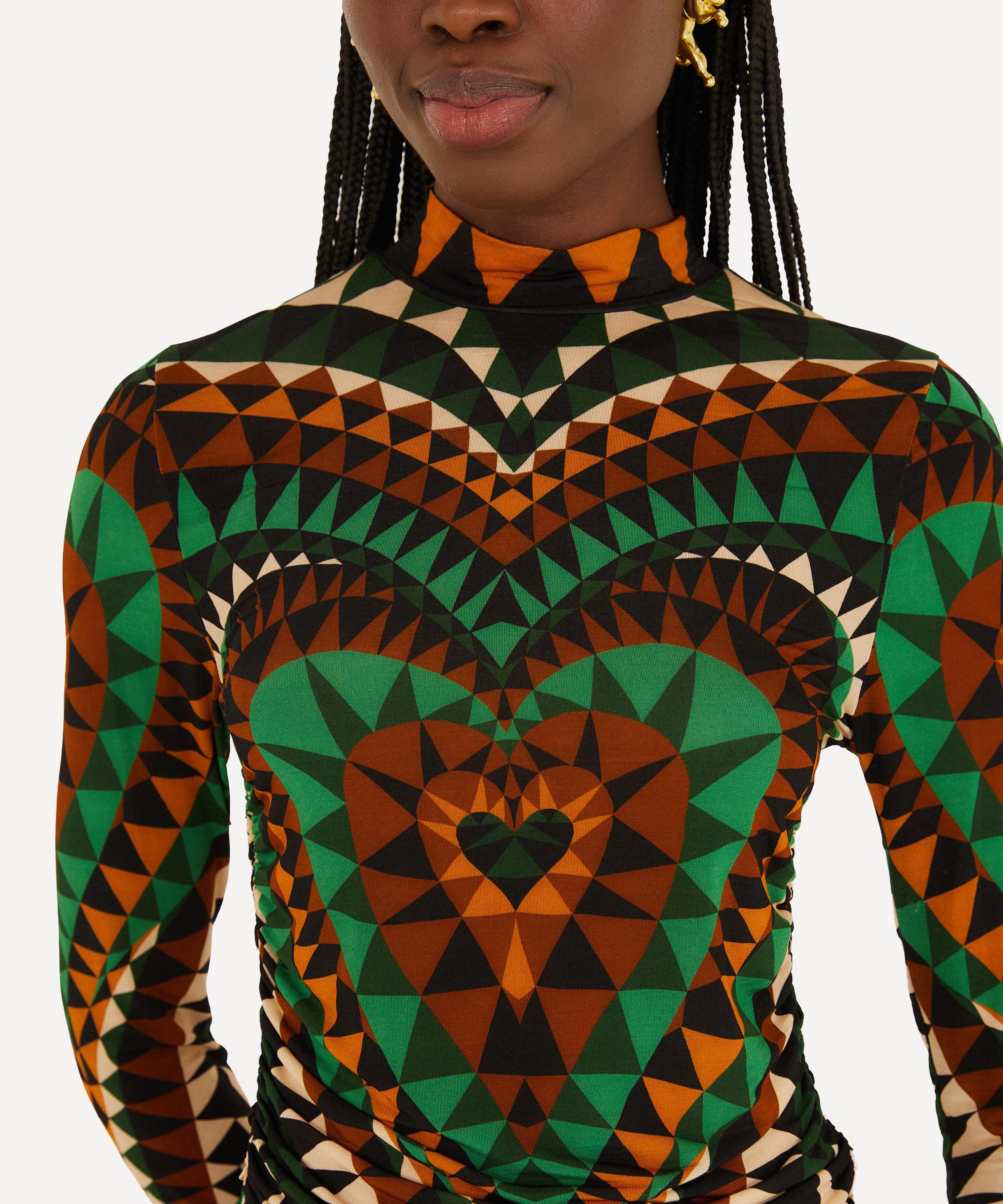 FARM Rio - Green Heart Deco Ruched Waist Jersey Blouse image number 2