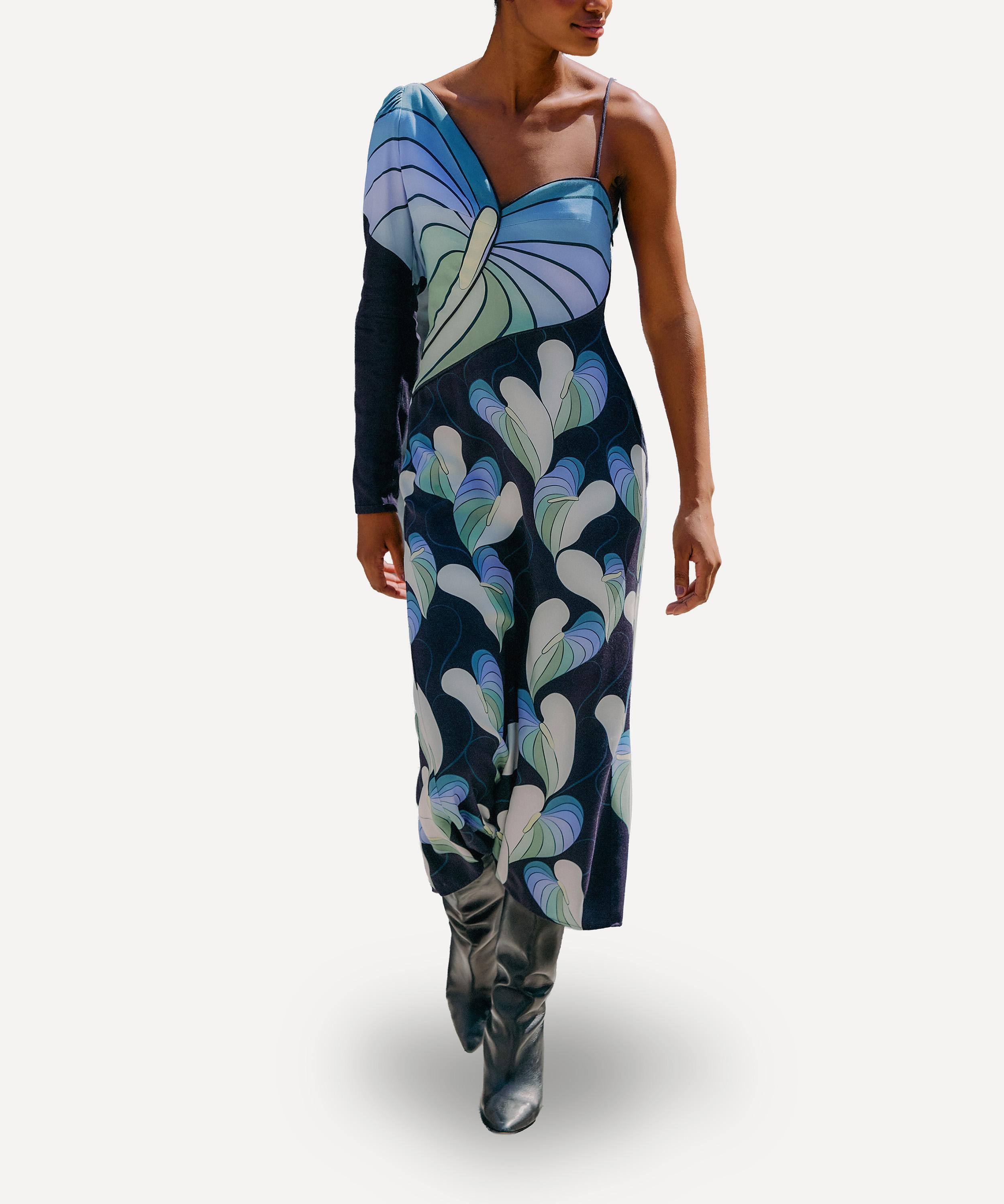 FARM Rio - &nbsp;Black Lovely Anthurium One-Shoulder Maxi Dress image number 0