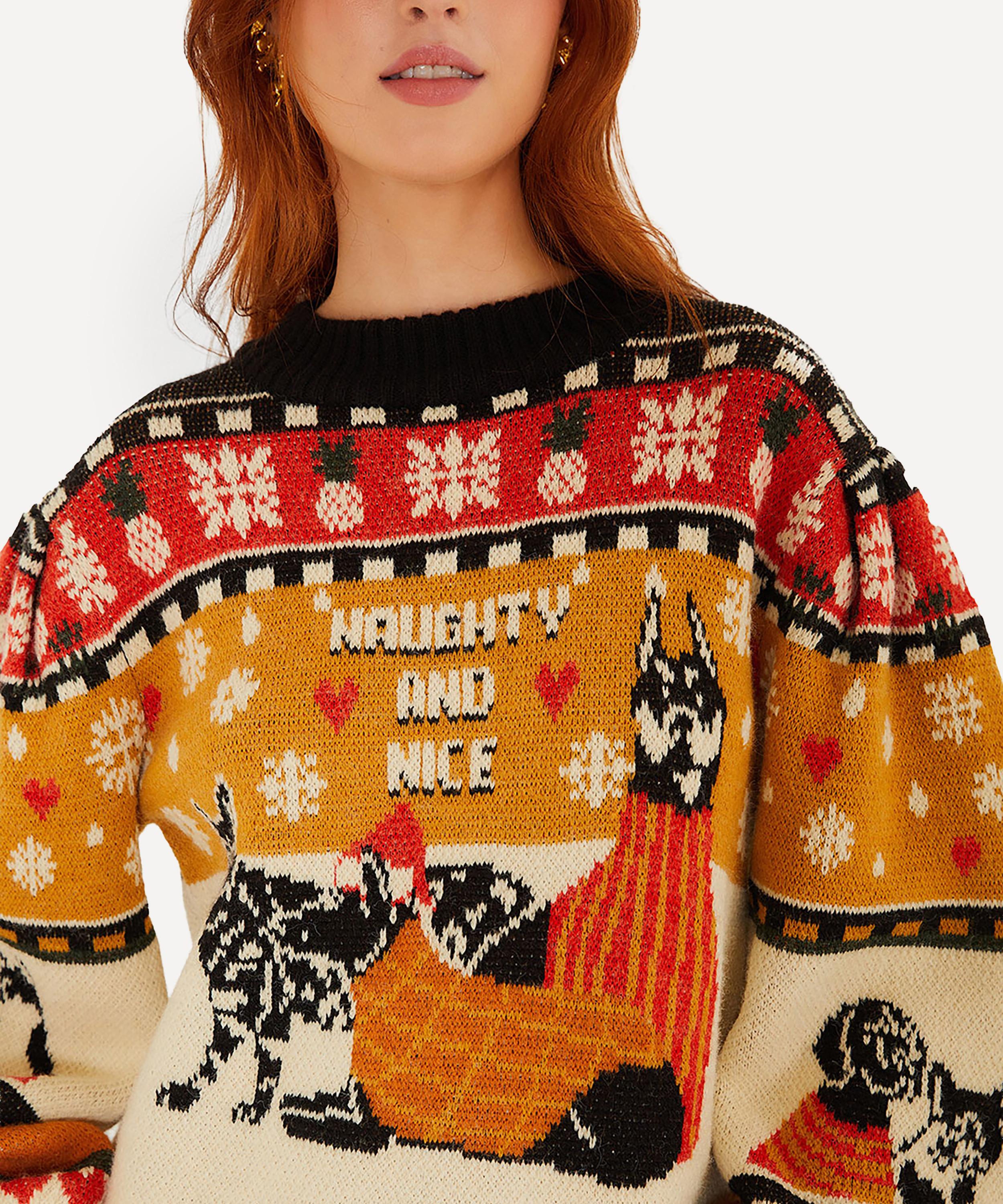 FARM Rio - Multicolor Naughty And Nice Puff-Sleeve Knit Jumper image number 2