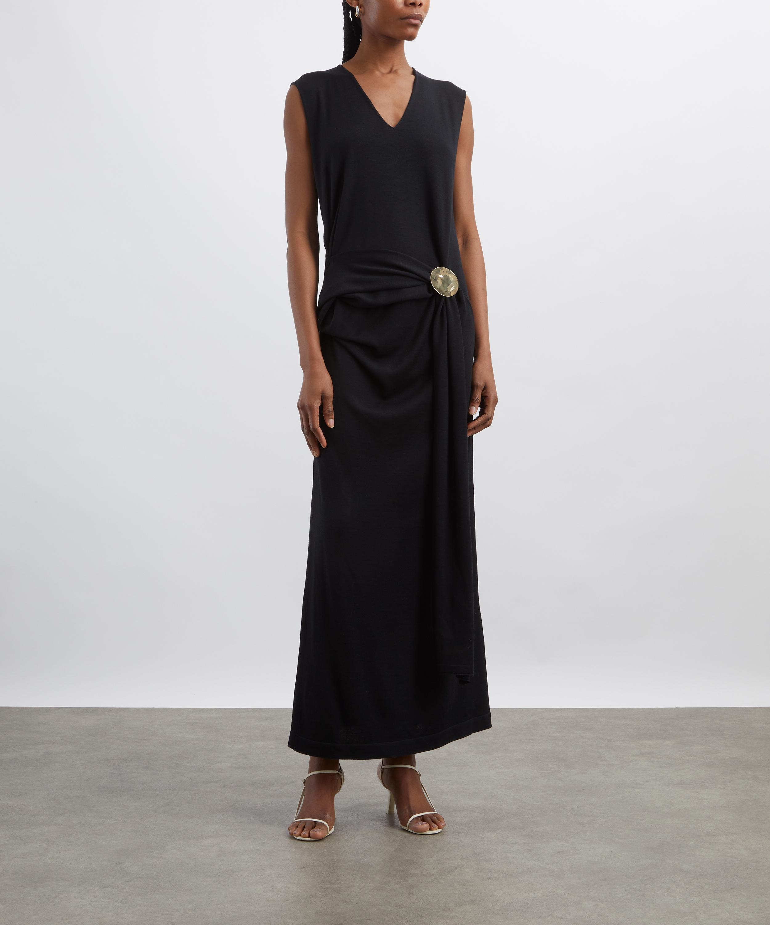 Jil Sander - Draped Wool Dress with Pin Braoch image number 2