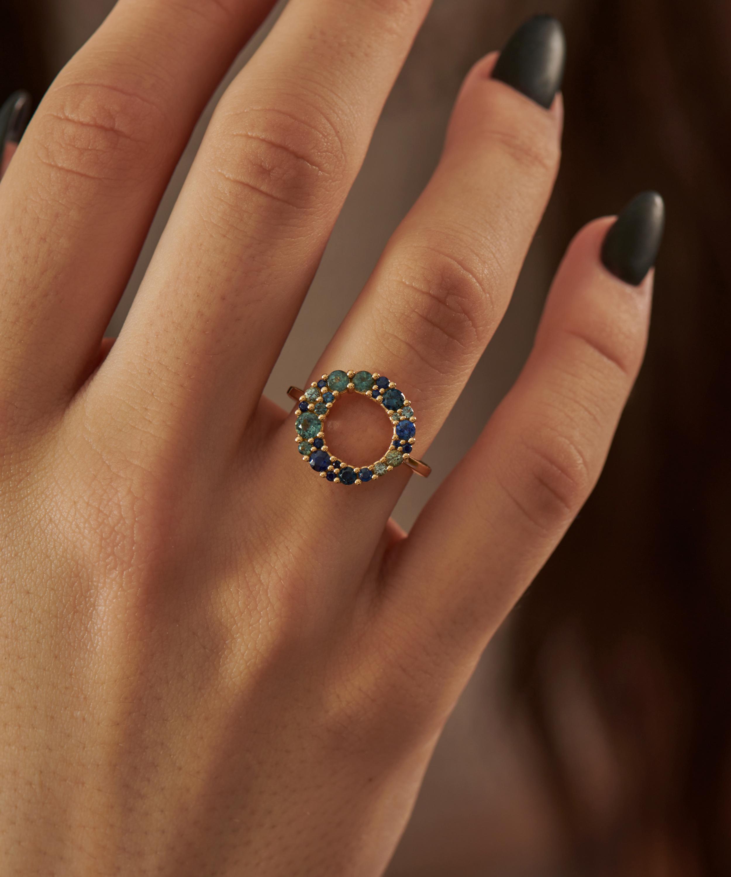 Artemer - 18ct Gold Bubble Multicolour Sapphire Ring image number 1