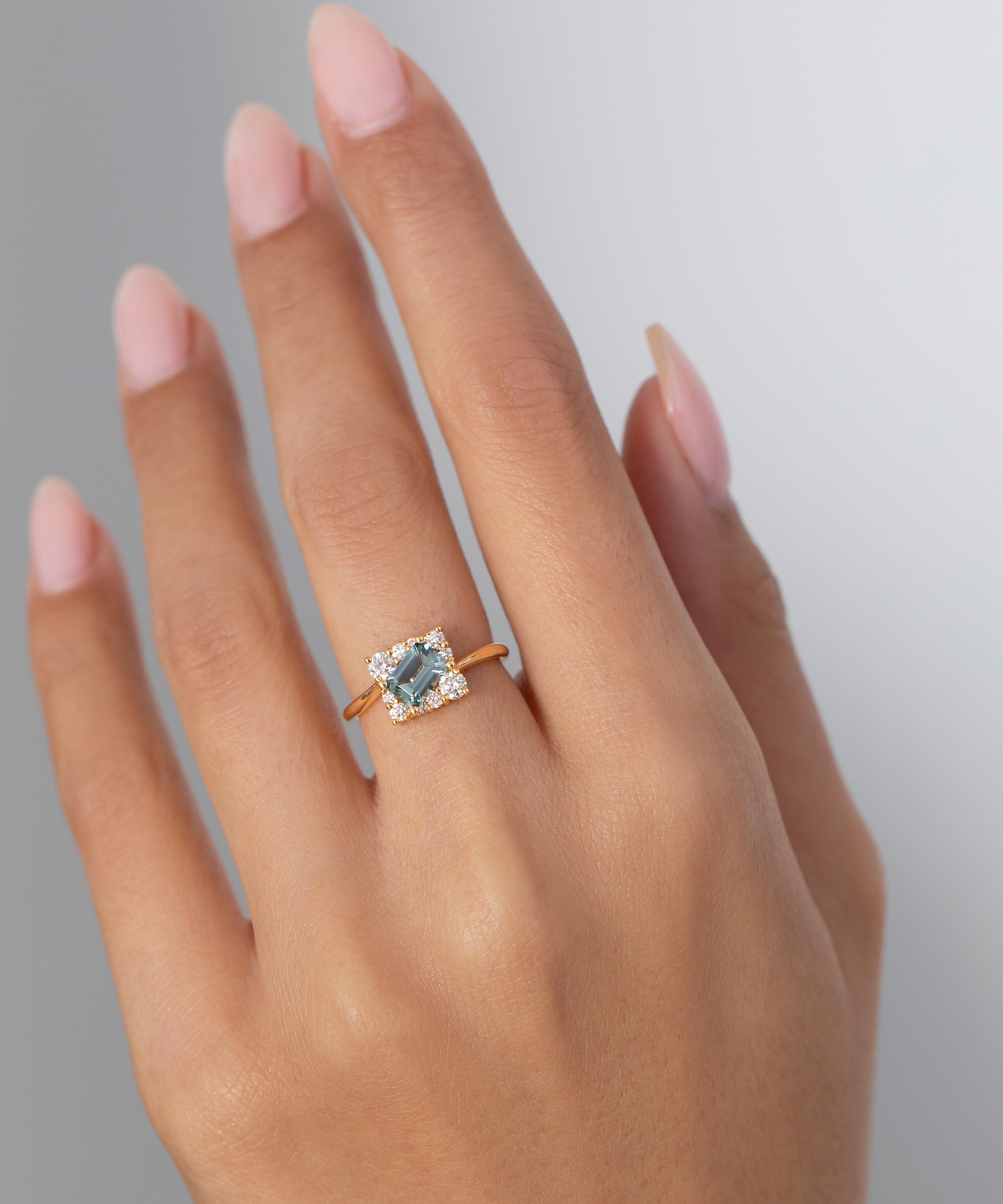 Artemer - 18ct Gold One-of-a-Kind Parti Sapphire and Trapezoid Diamond Engagement Ring image number 1