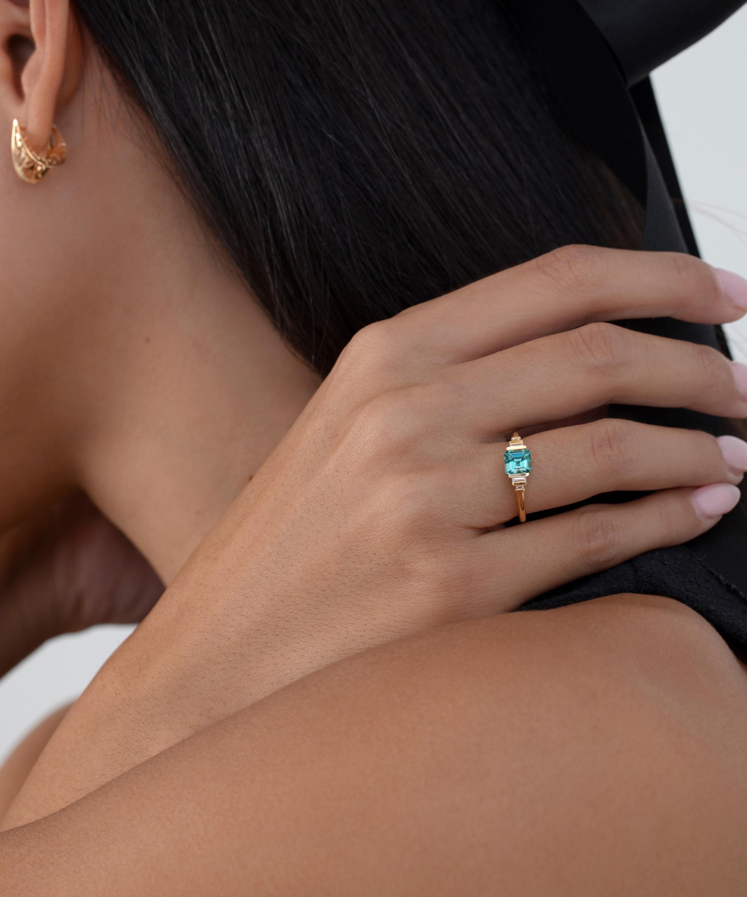 Artemer - 18ct Gold Atlantis Asscher Cut Tourmaline Engagement Ring image number 1