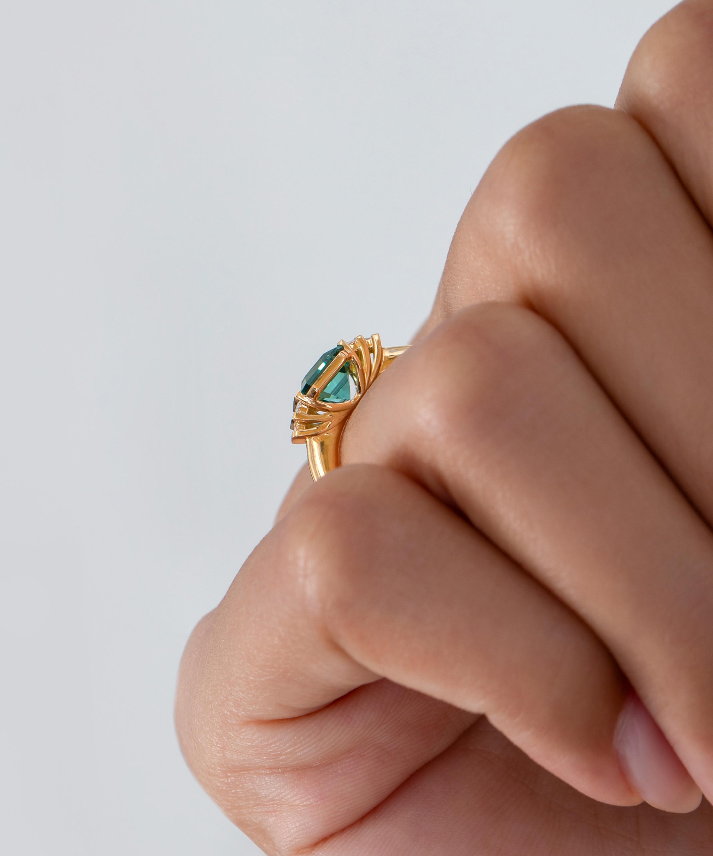 Artemer - 18ct Gold Atlantis Asscher Cut Tourmaline Engagement Ring image number 3