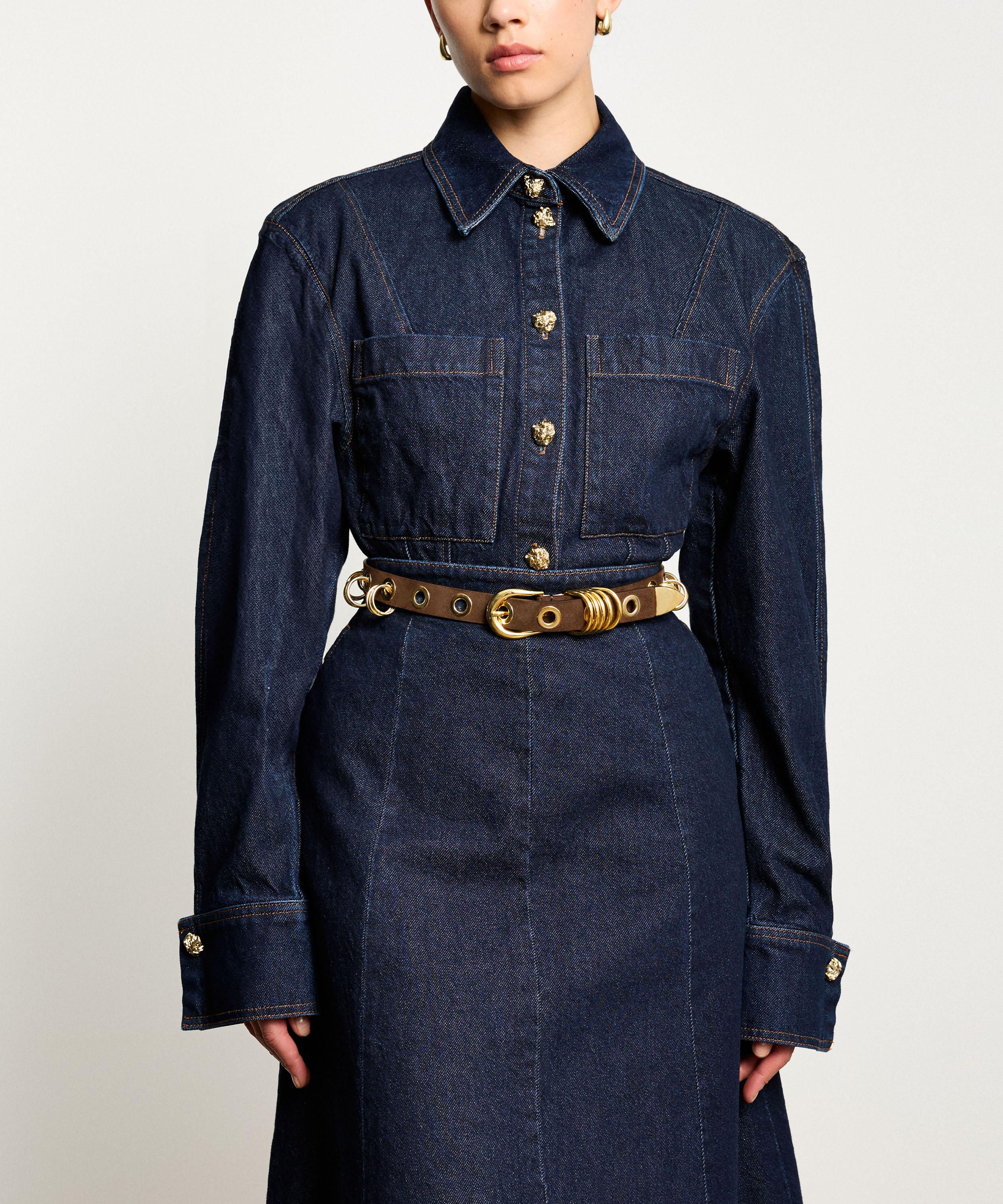 D&eacute;hanche - Revenge Gold Suede Leather Belt image number 1