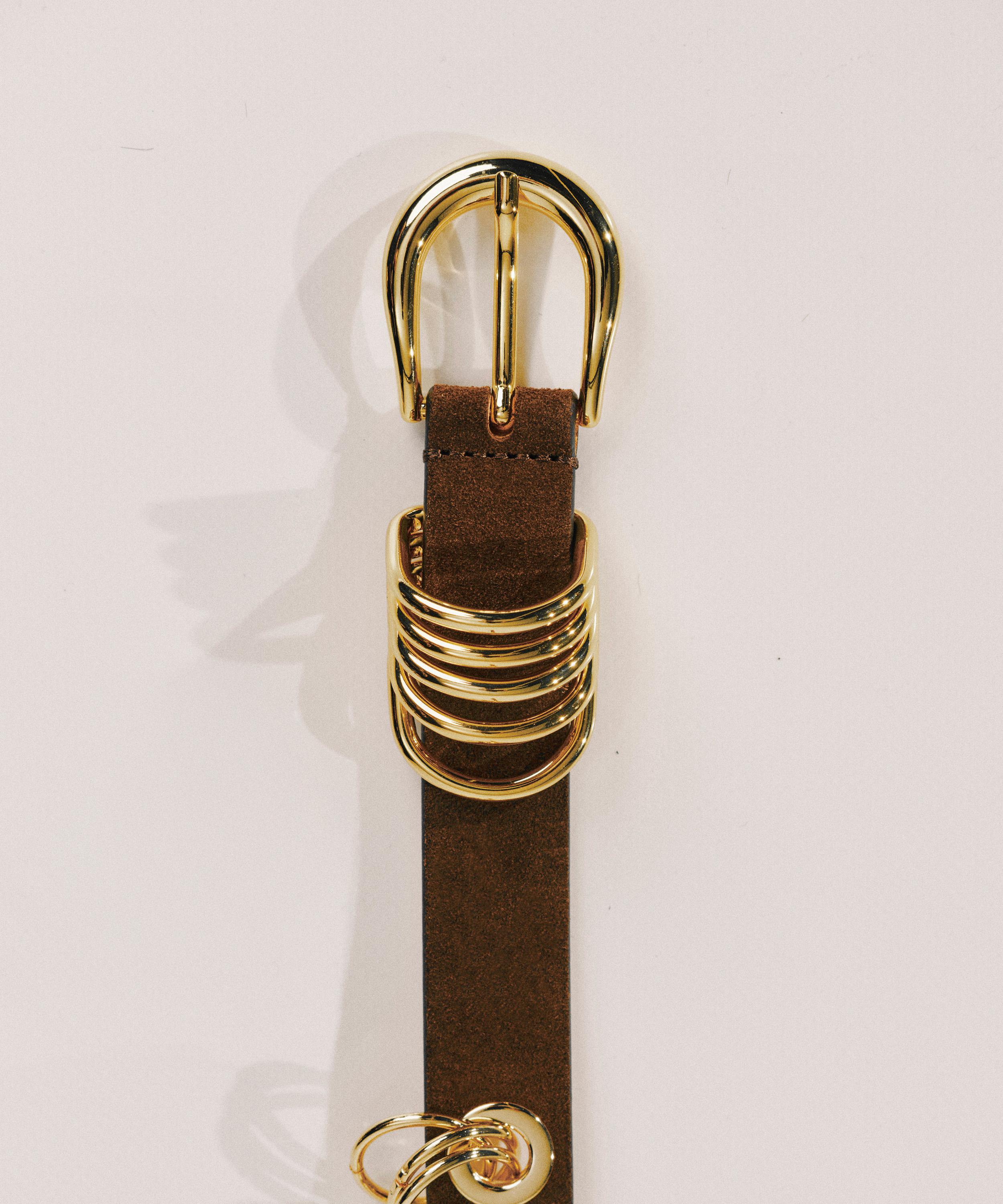 D&eacute;hanche - Revenge Gold Suede Leather Belt image number 3