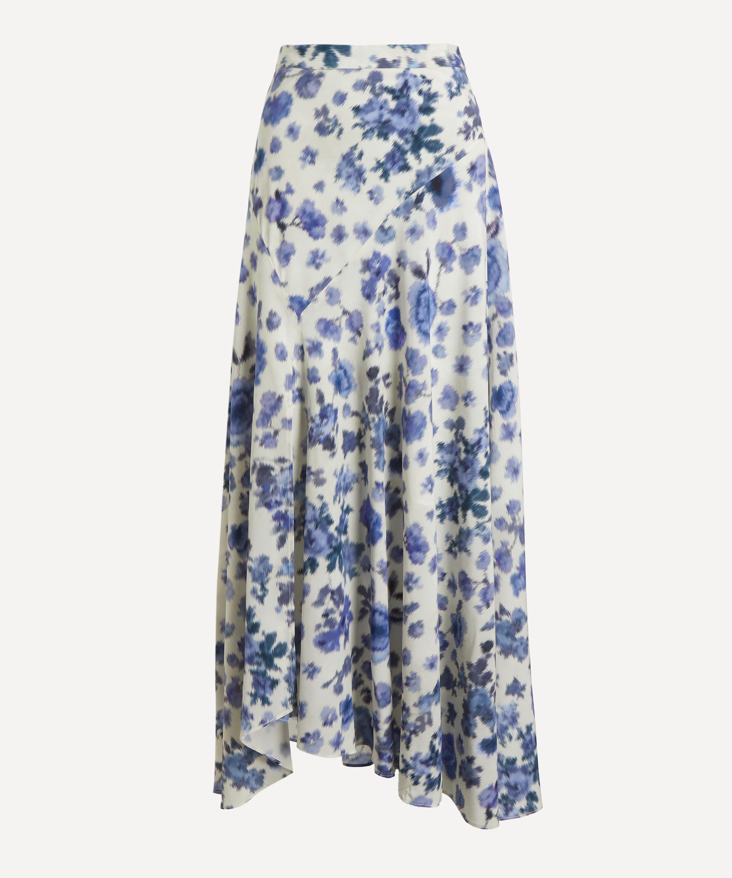 Isabel Marant - Sakura Long Stretch Silk Rose Print Skirt