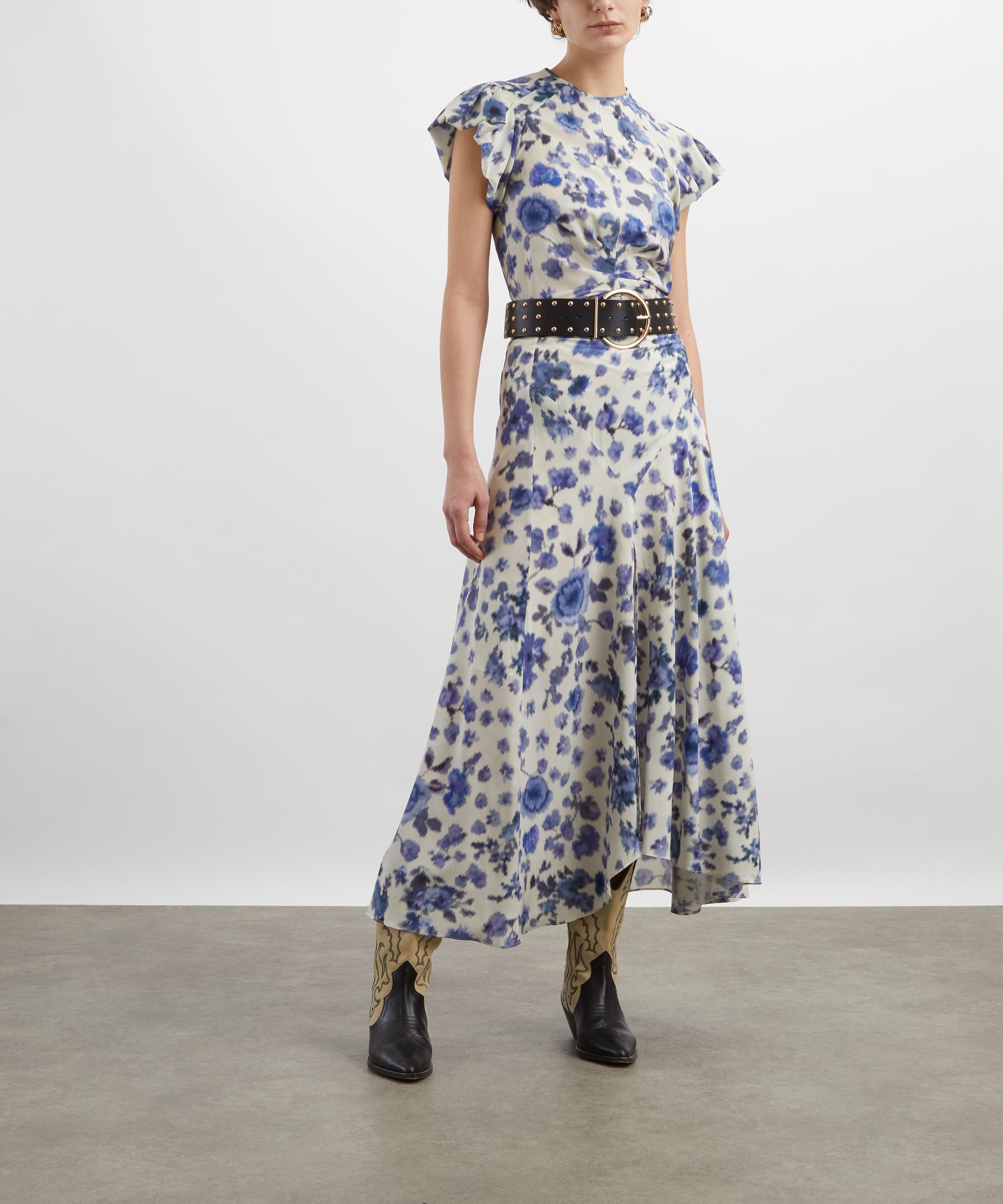 Isabel Marant - Sakura Long Stretch Silk Rose Print Skirt image number 1