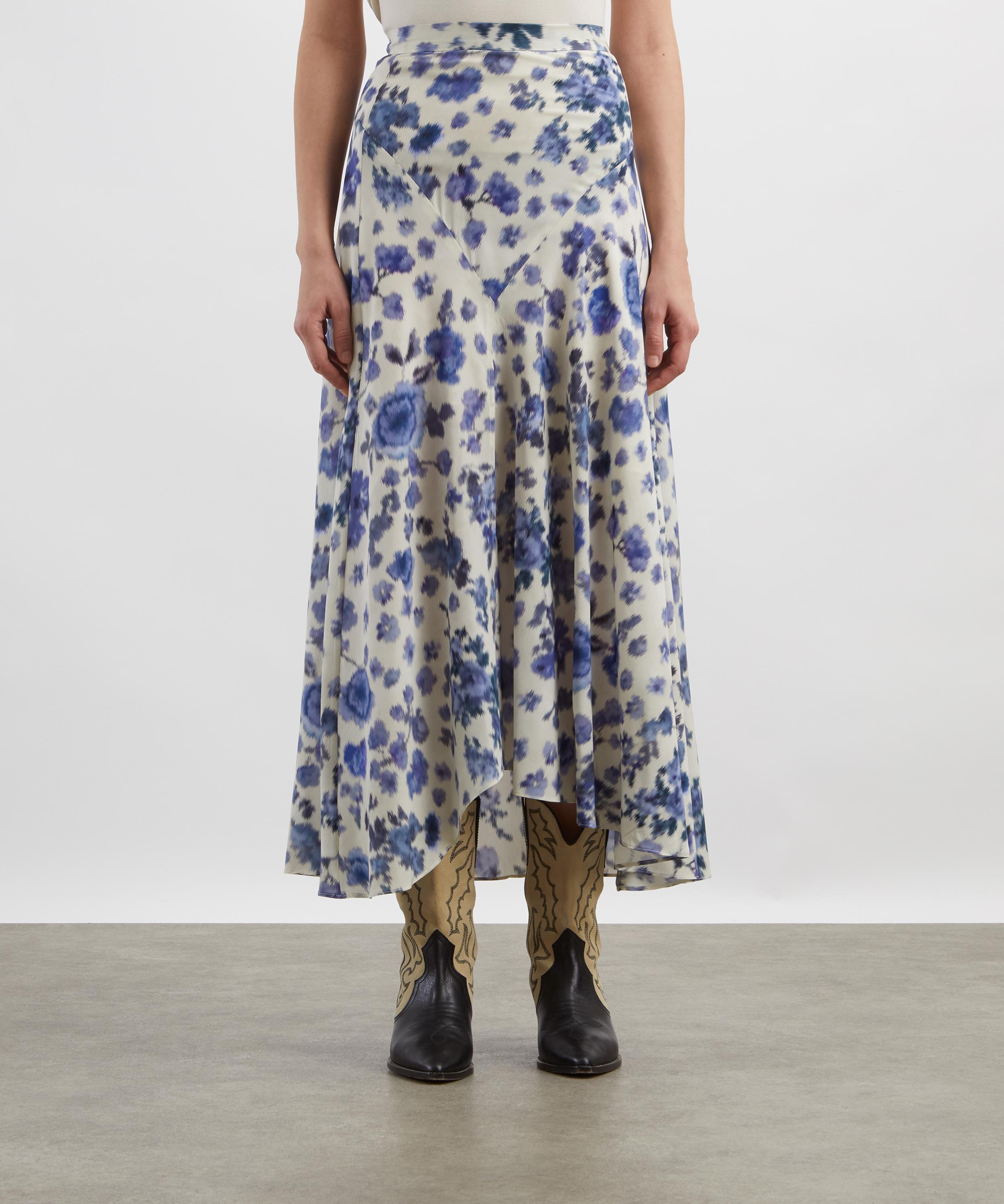 Isabel Marant - Sakura Long Stretch Silk Rose Print Skirt image number 2