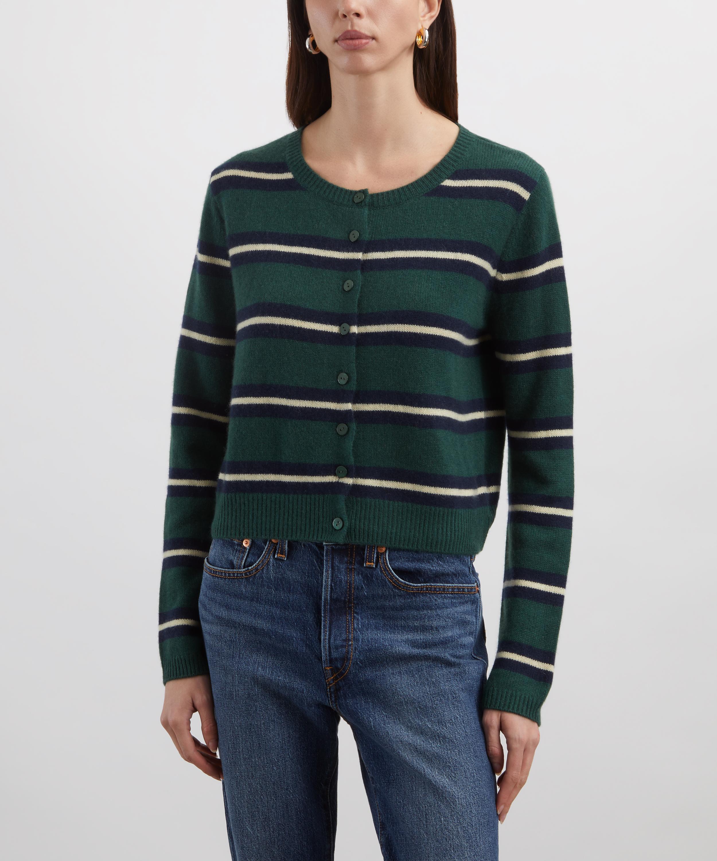 Reformation - Clara Dark Pine Multi Stripe Cashmere Cardigan&nbsp; image number 2