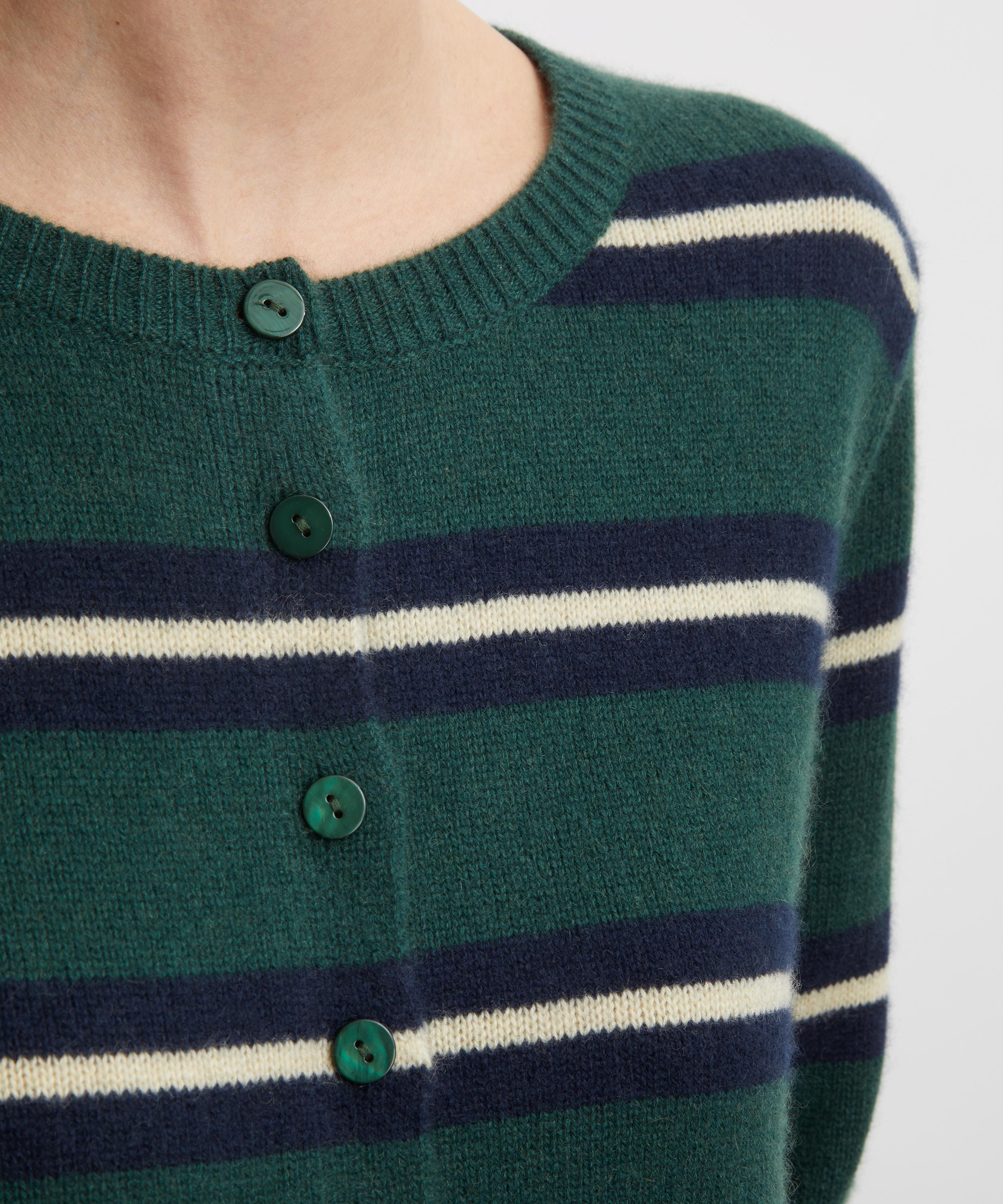 Reformation - Clara Dark Pine Multi Stripe Cashmere Cardigan&nbsp; image number 4
