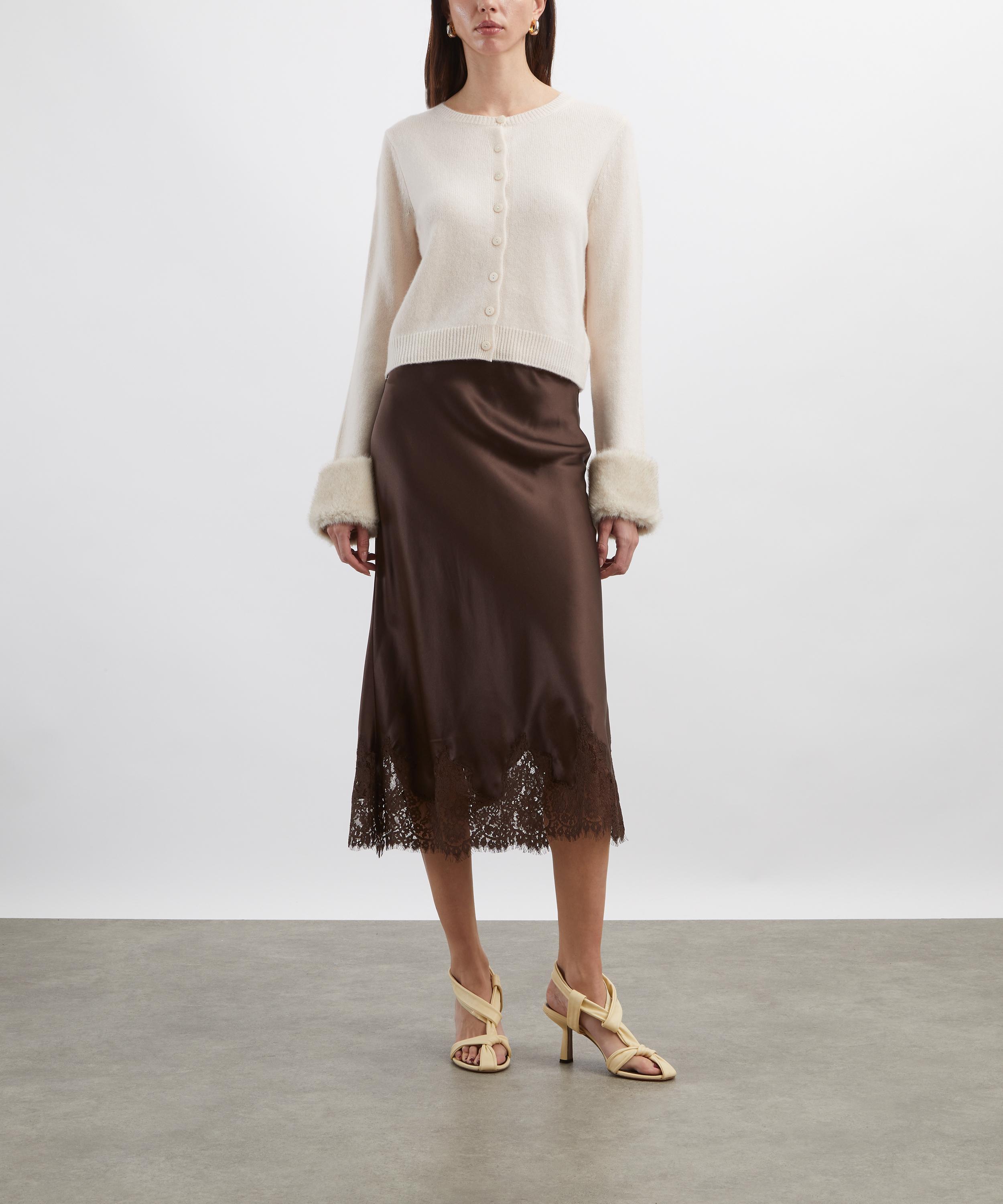 Reformation - Clara Cream Faux-Fur Cuff Cashmere Cardigan image number 1