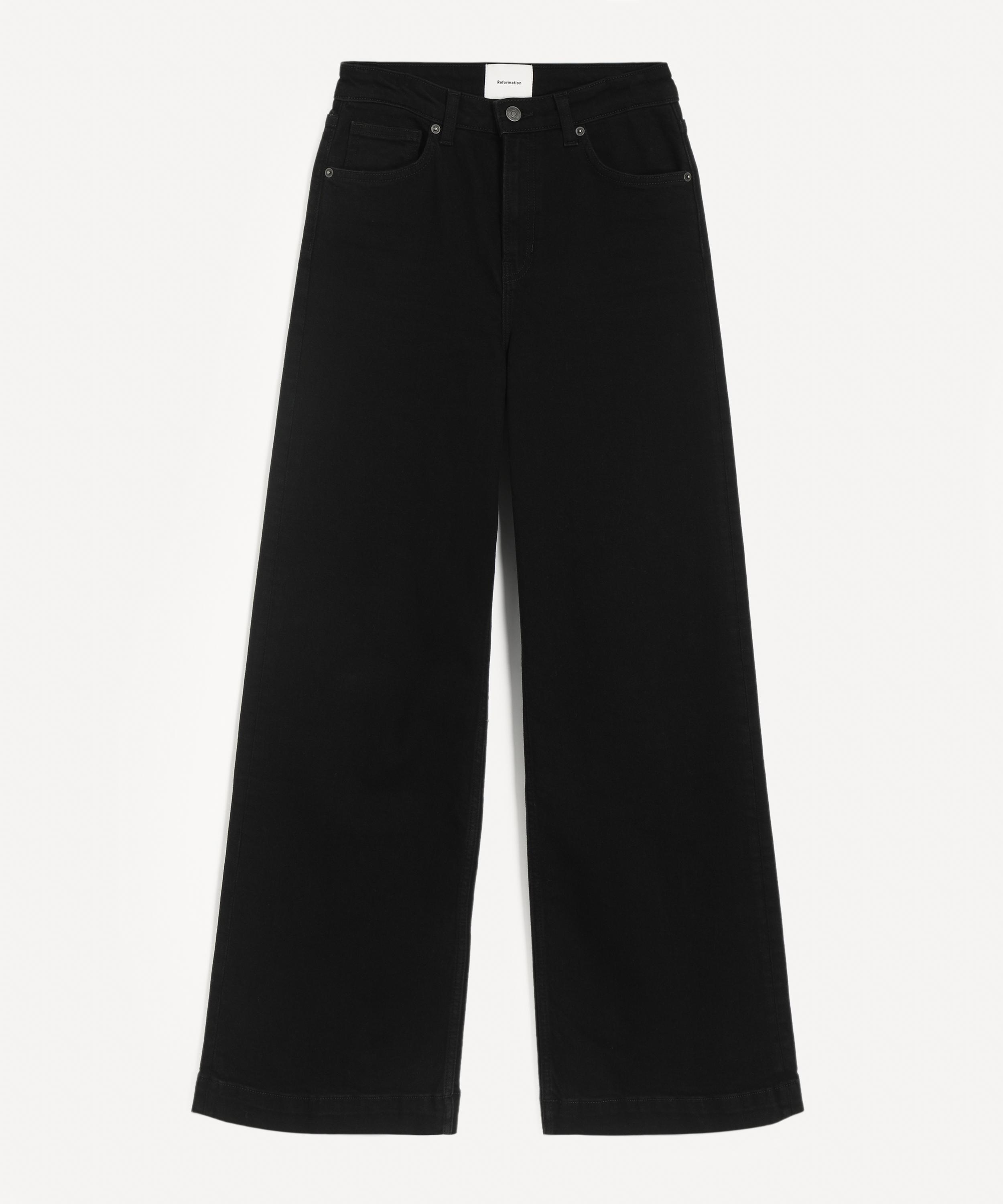 Reformation - Bex Black Super Stretch High-Rise Wide-Leg Jeans