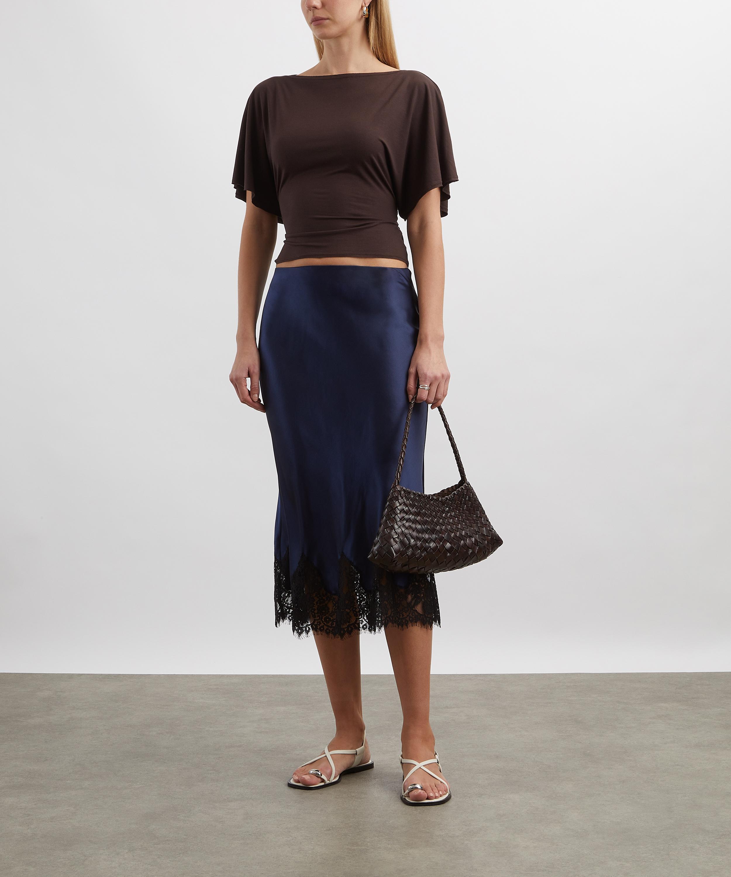 Reformation - Carolina Navy Silk Skirt image number 1