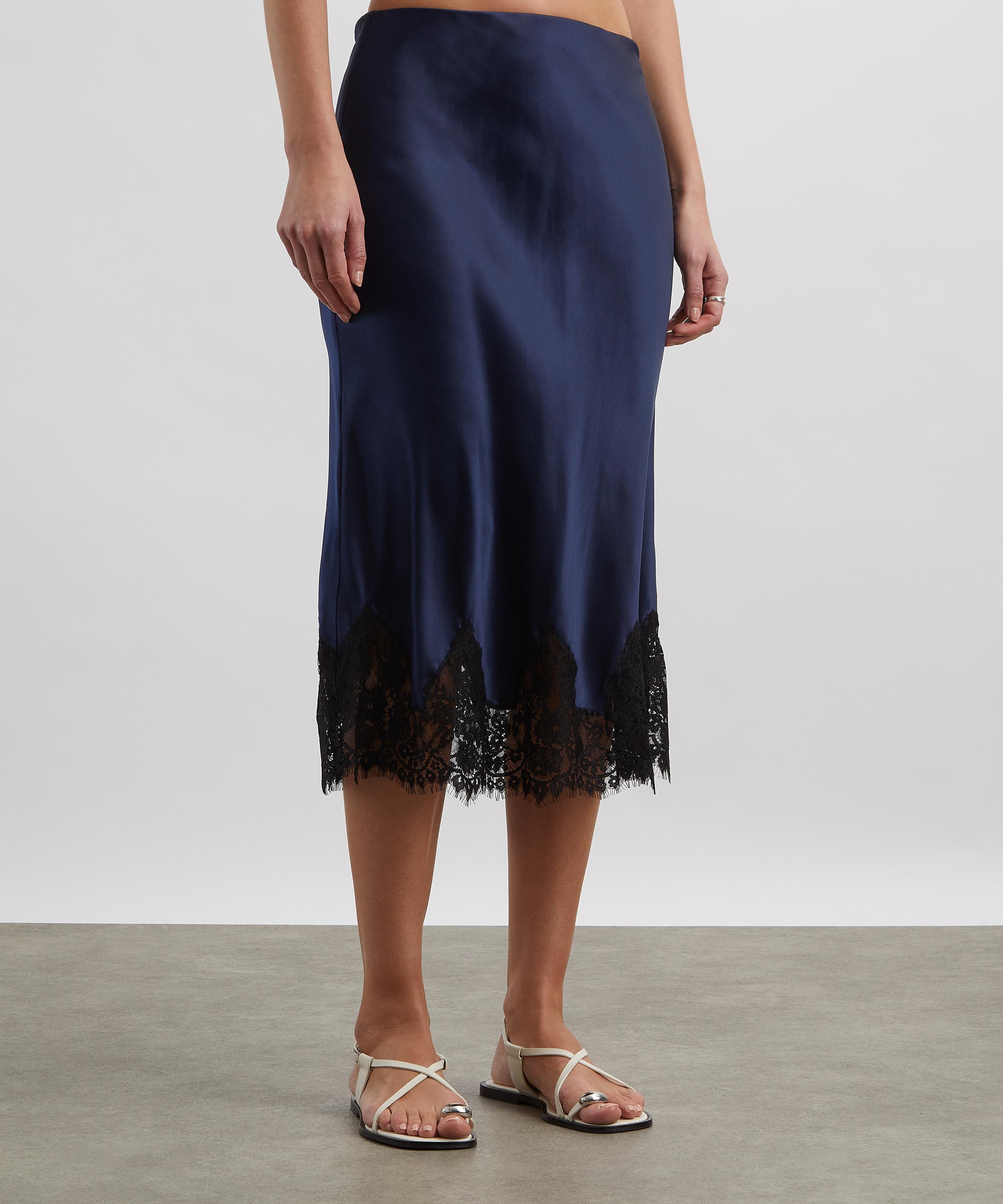 Reformation - Carolina Navy Silk Skirt image number 2