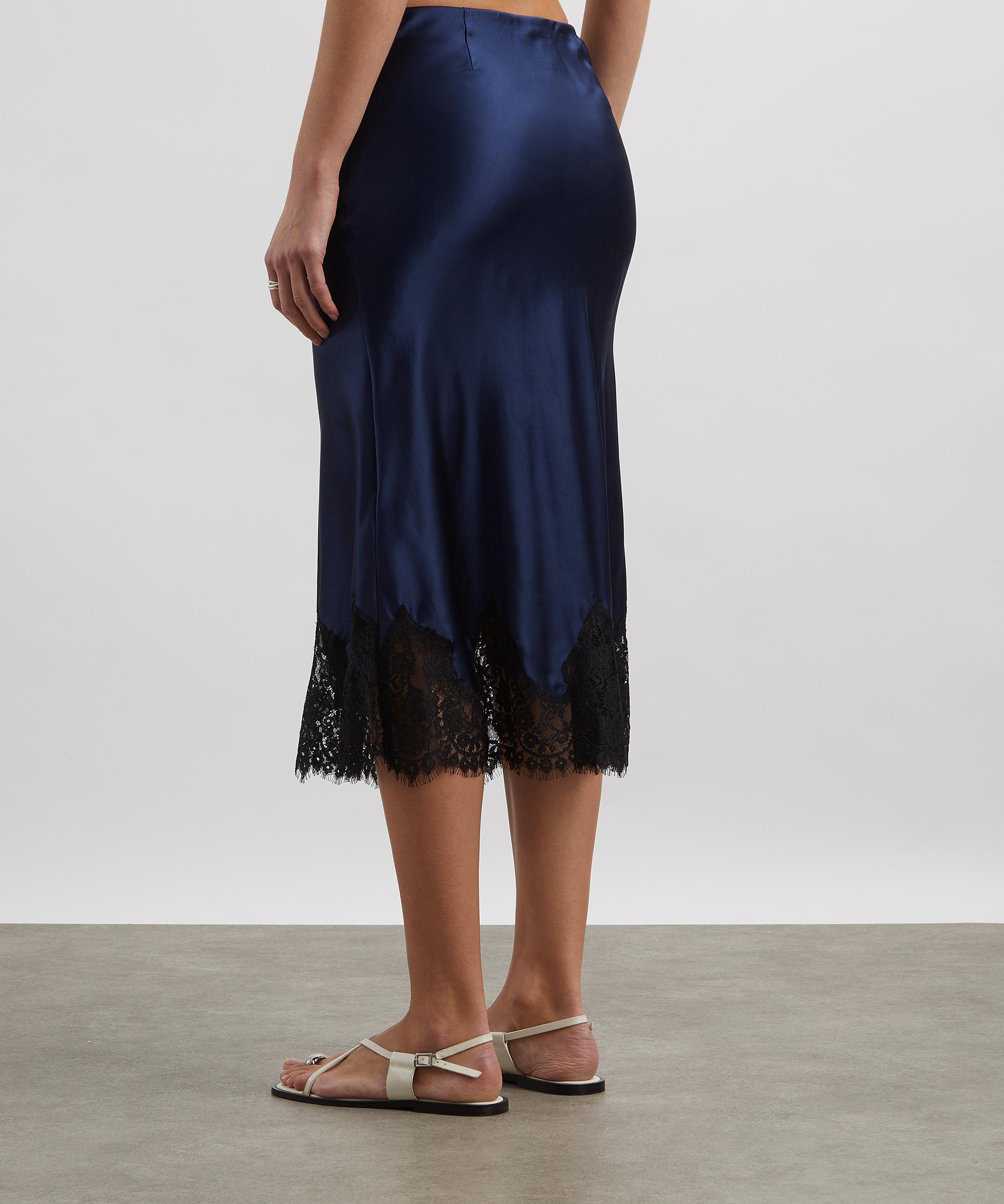 Reformation - Carolina Navy Silk Skirt image number 3