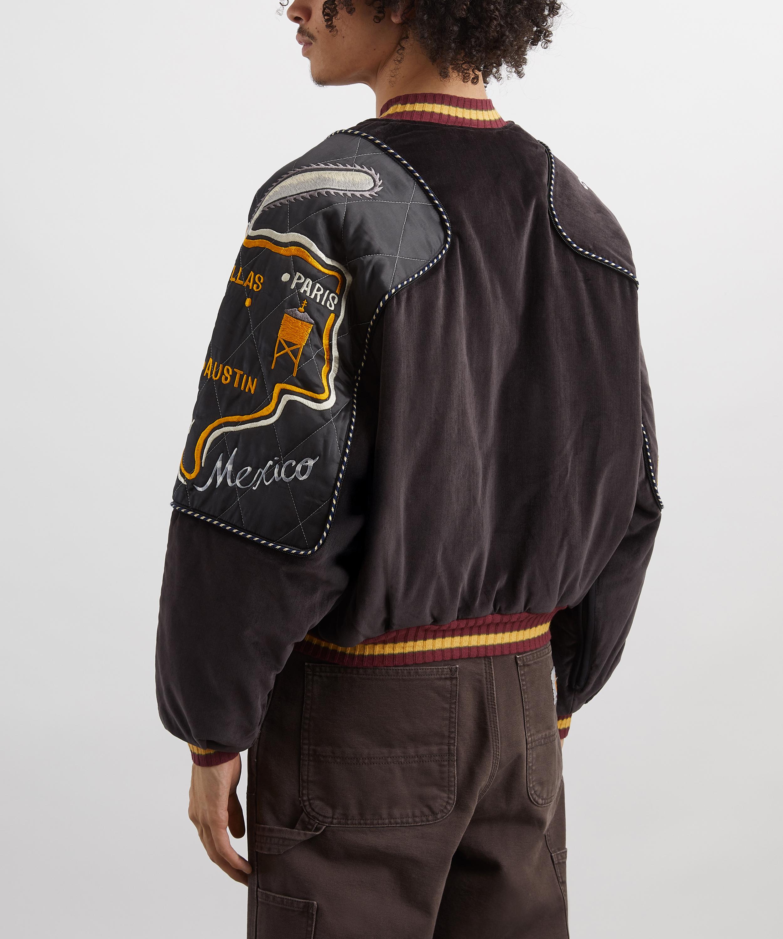 Kapital Texas Embroidered Quilted Velveteen Sham Bomber Jacket