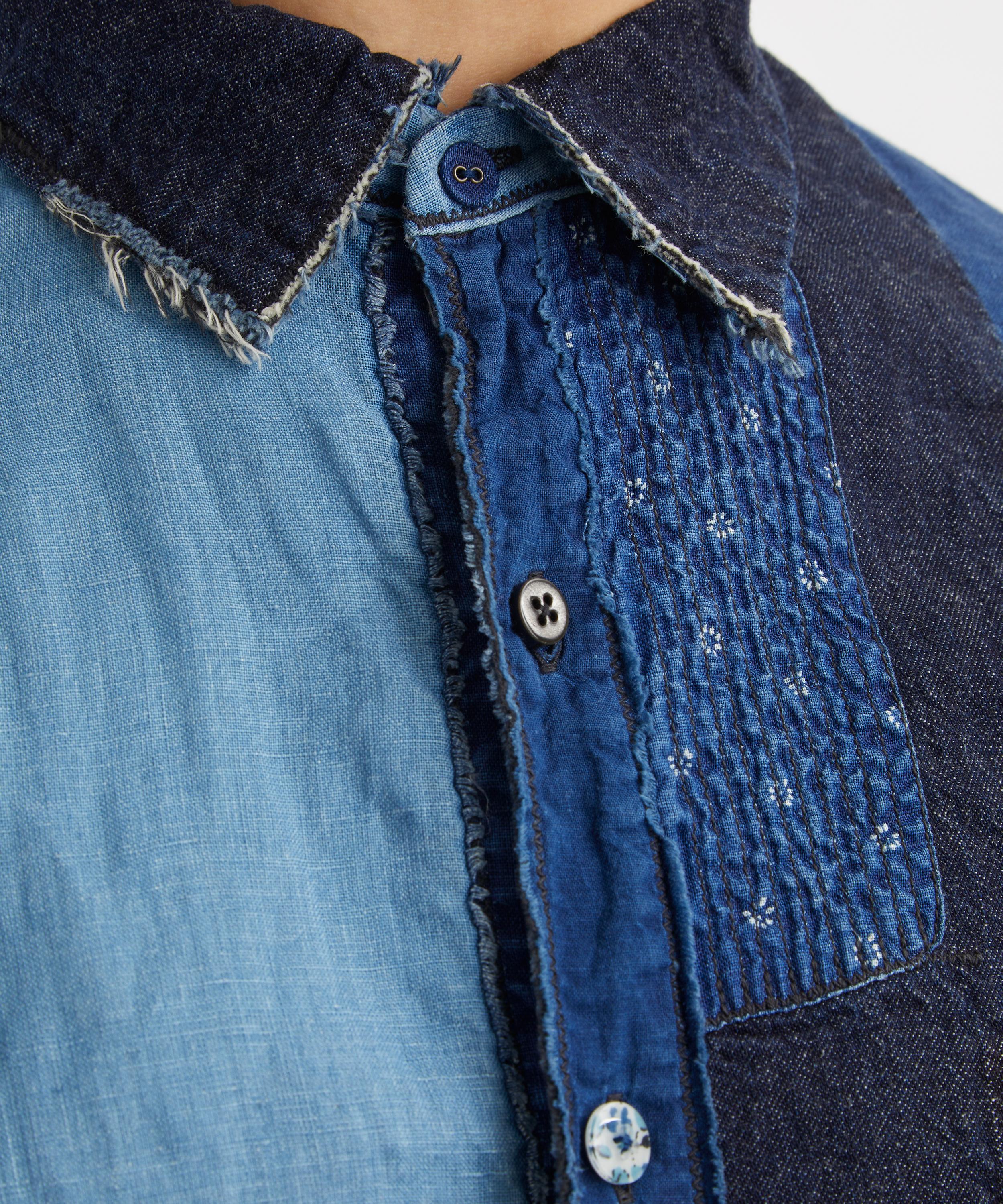 Kapital - Patchwork Katmandu Cotton-Linen Chambray Shirt image number 4