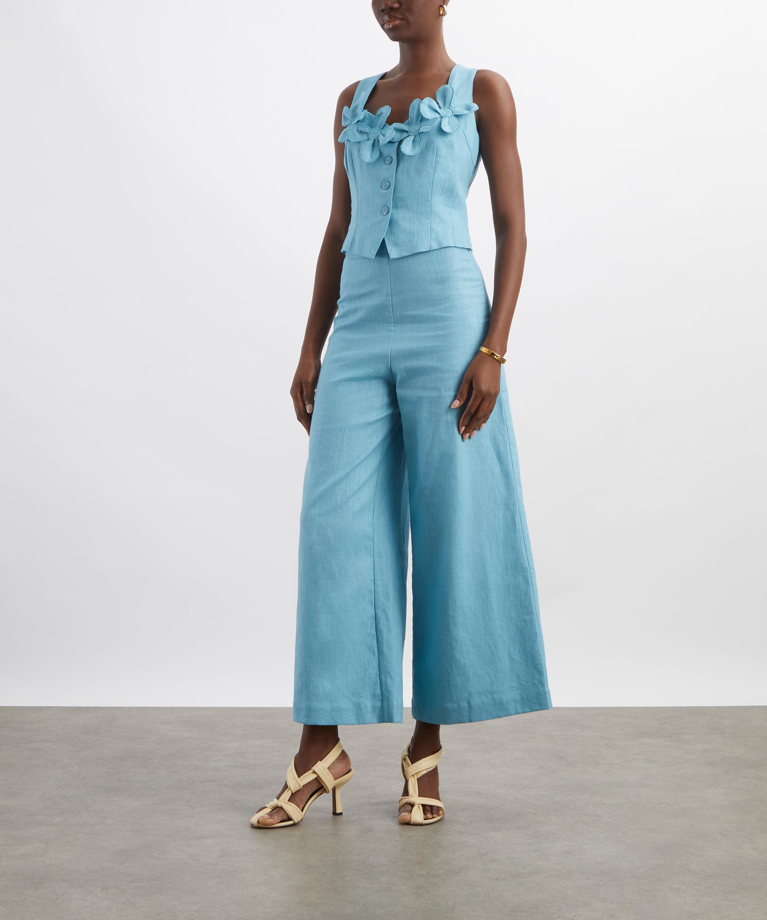 Maria de la Orden - Paradis Light Blue Linen Trousers image number 1
