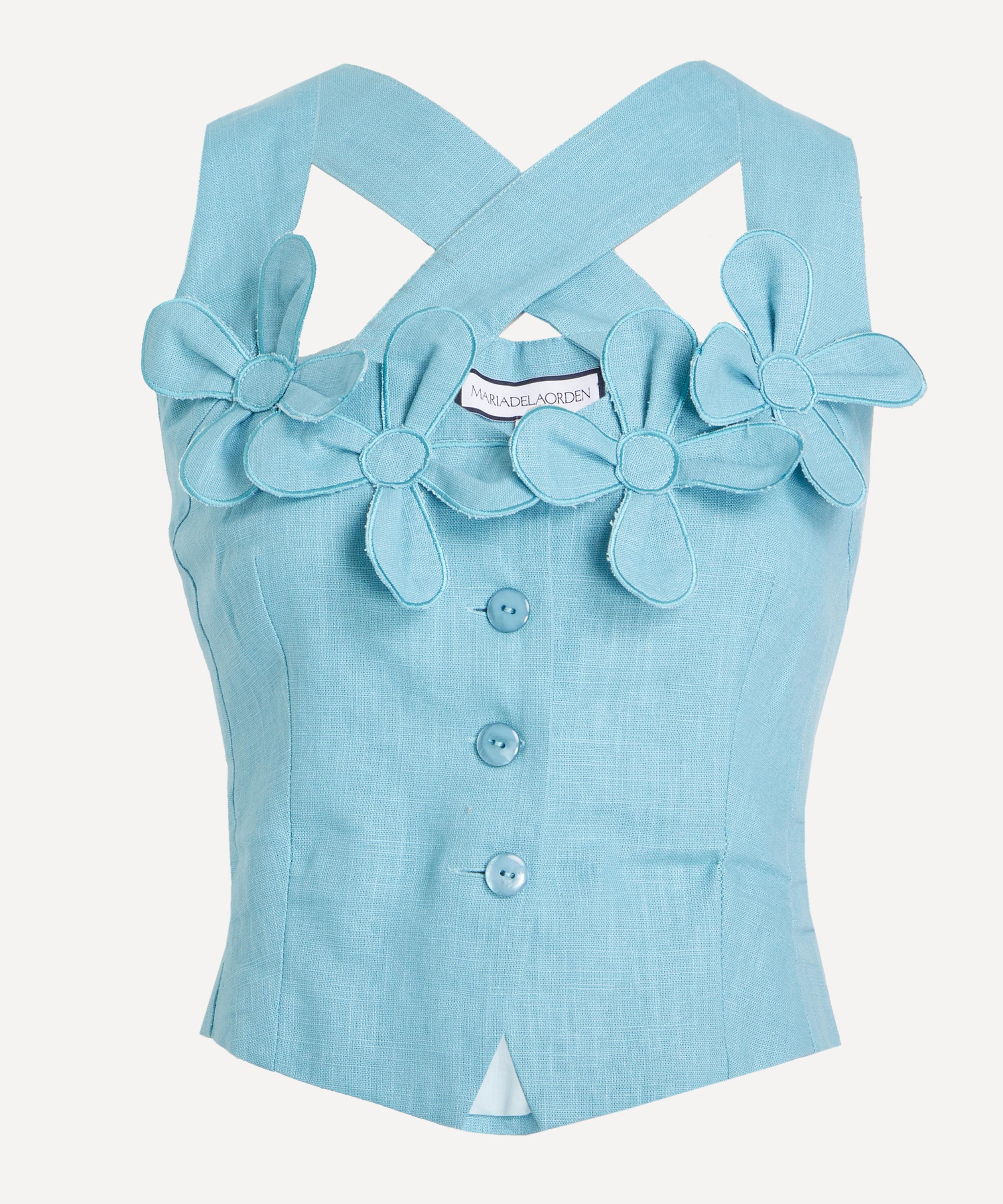 Maria de la Orden - Billie Light Blue Linen Top