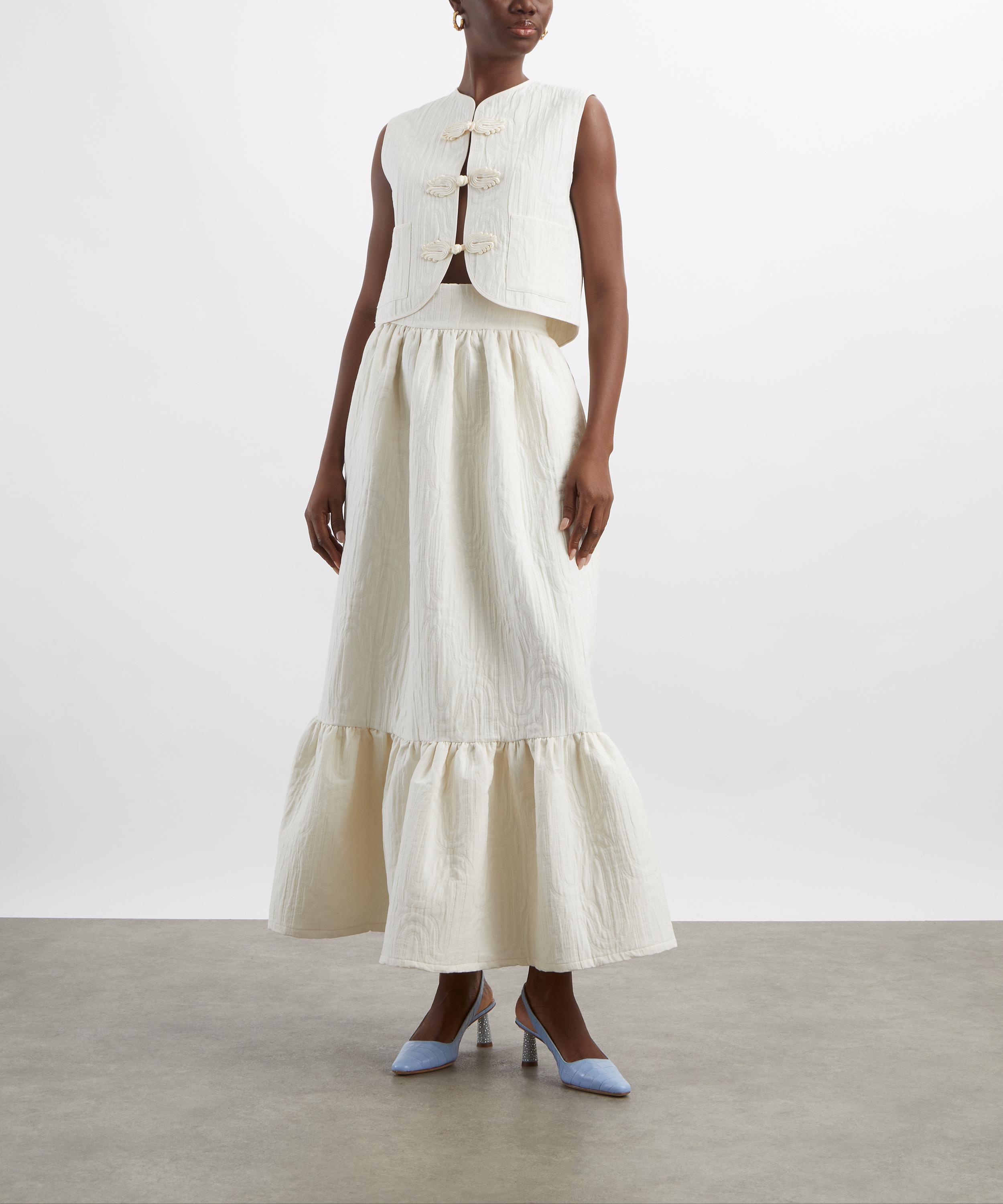 Maria de la Orden - Capri White Embroidered Maxi Skirt image number 1