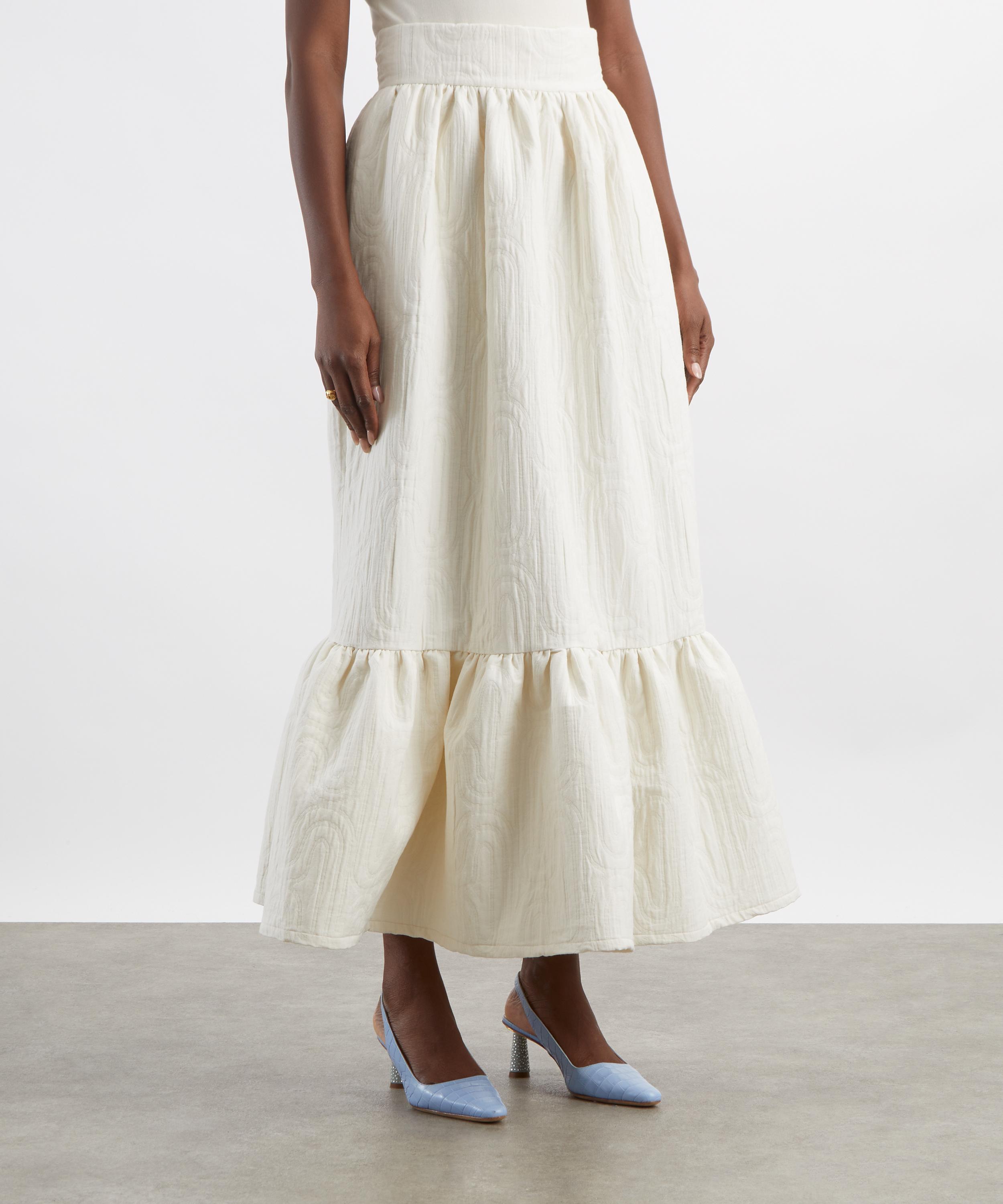 Maria de la Orden - Capri White Embroidered Maxi Skirt image number 2