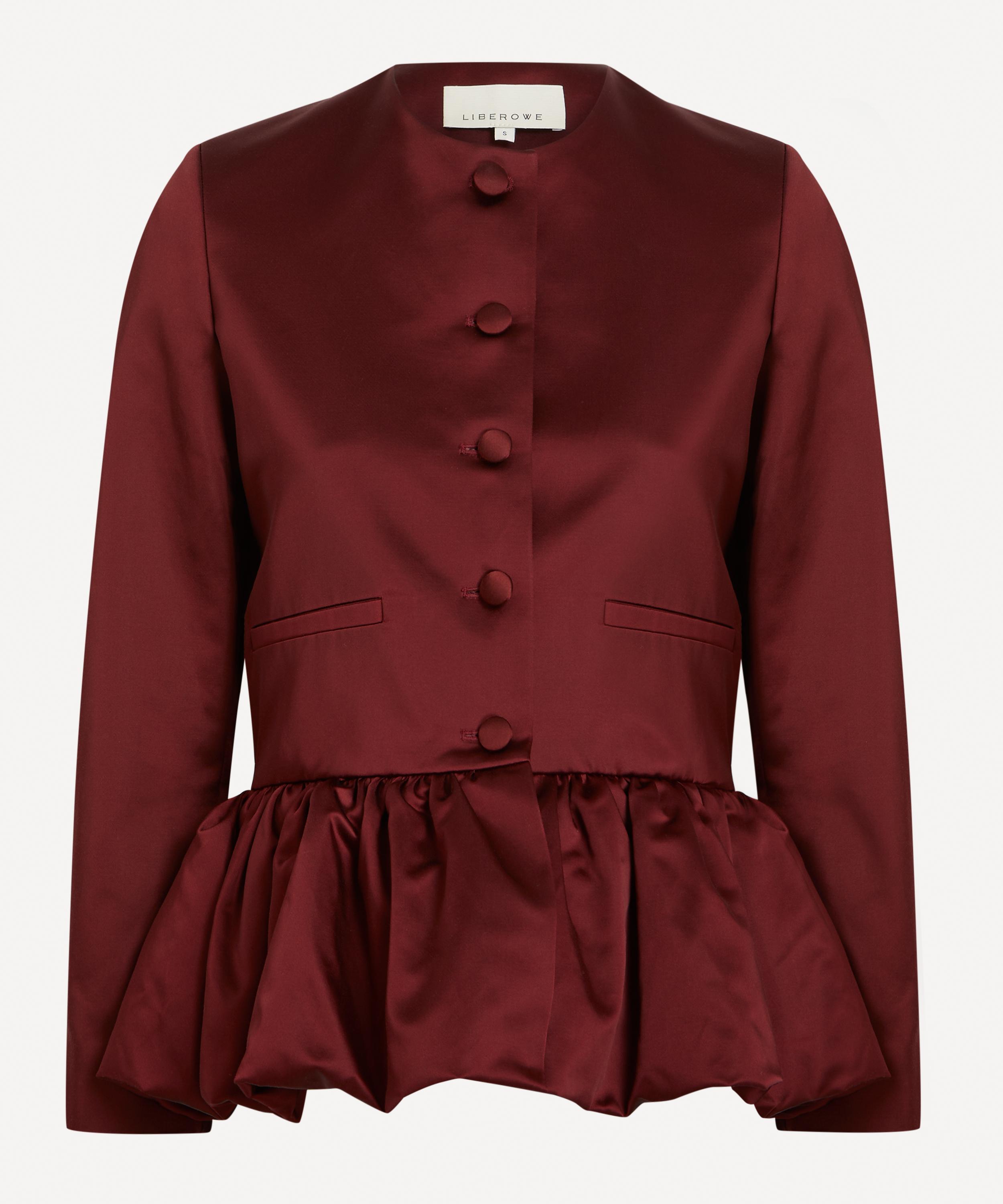 Liberowe - Burgundy Satin Peplum Jacket