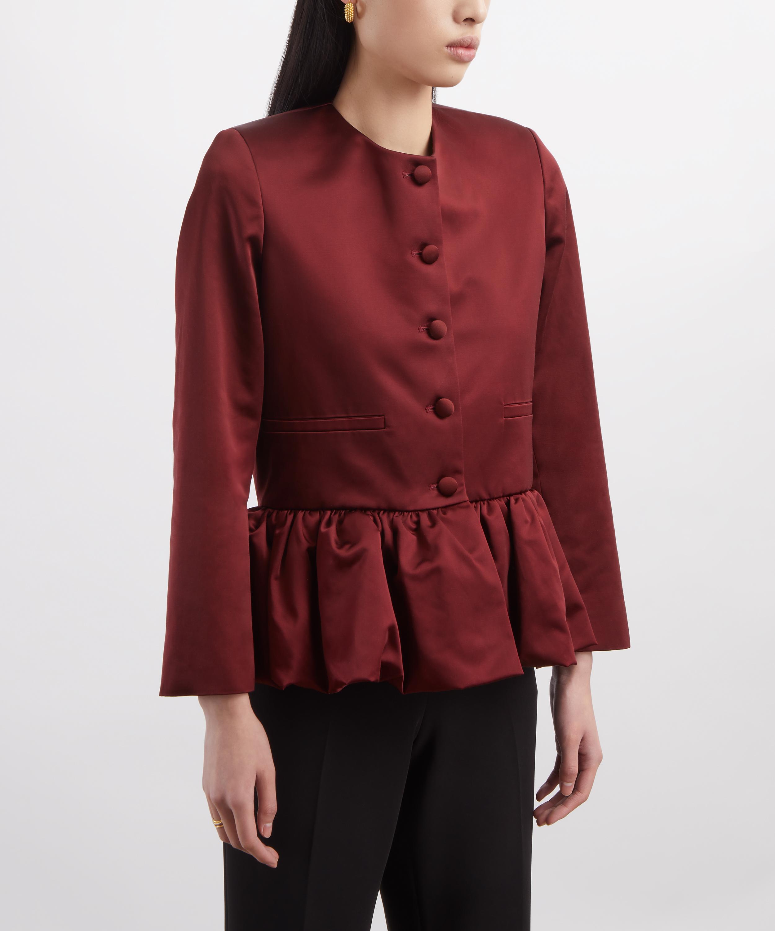 Liberowe - Burgundy Satin Peplum Jacket image number 2
