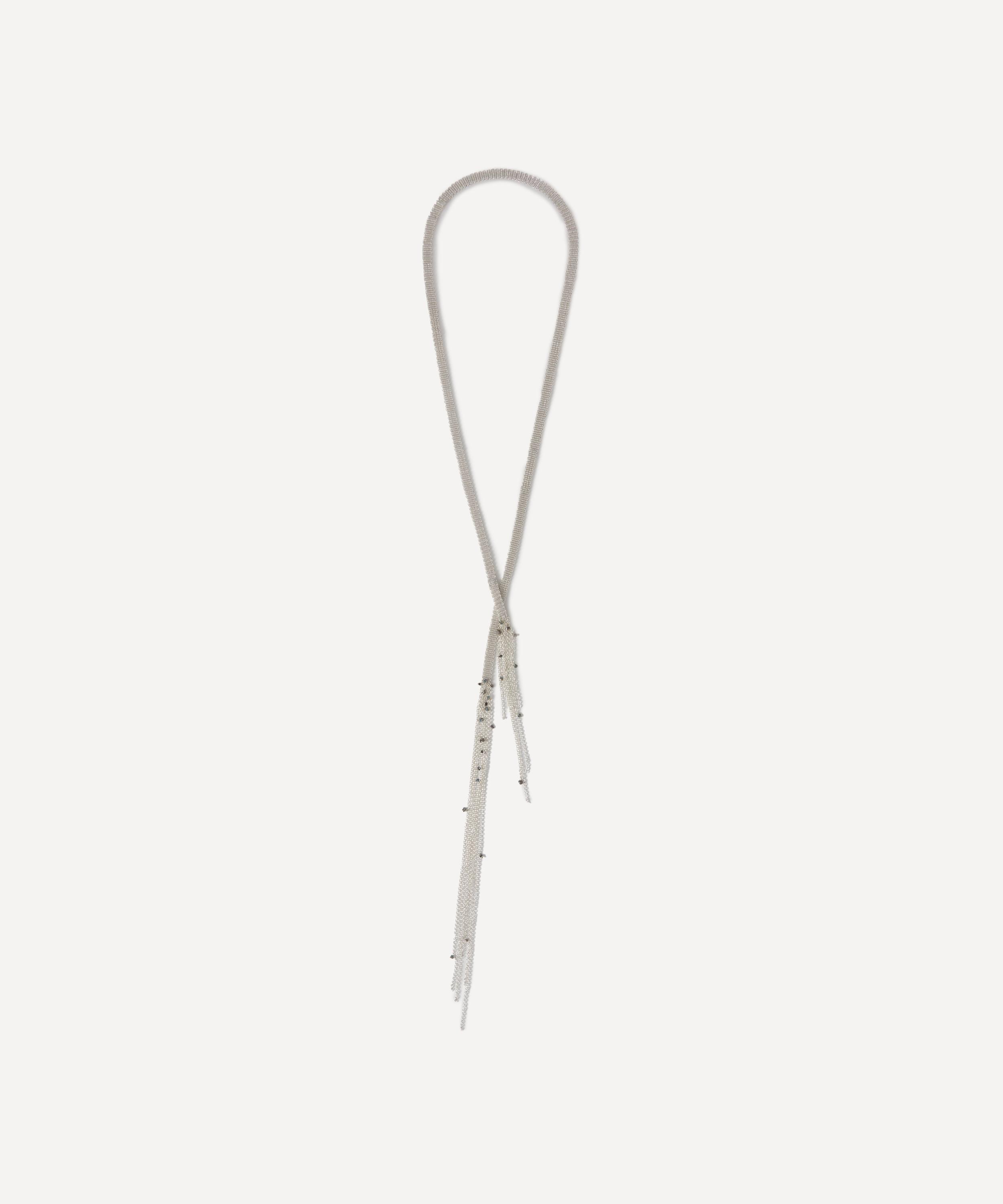 Stephanie Schneider - Sterling Silver Diamond Shawl Chain Necklace