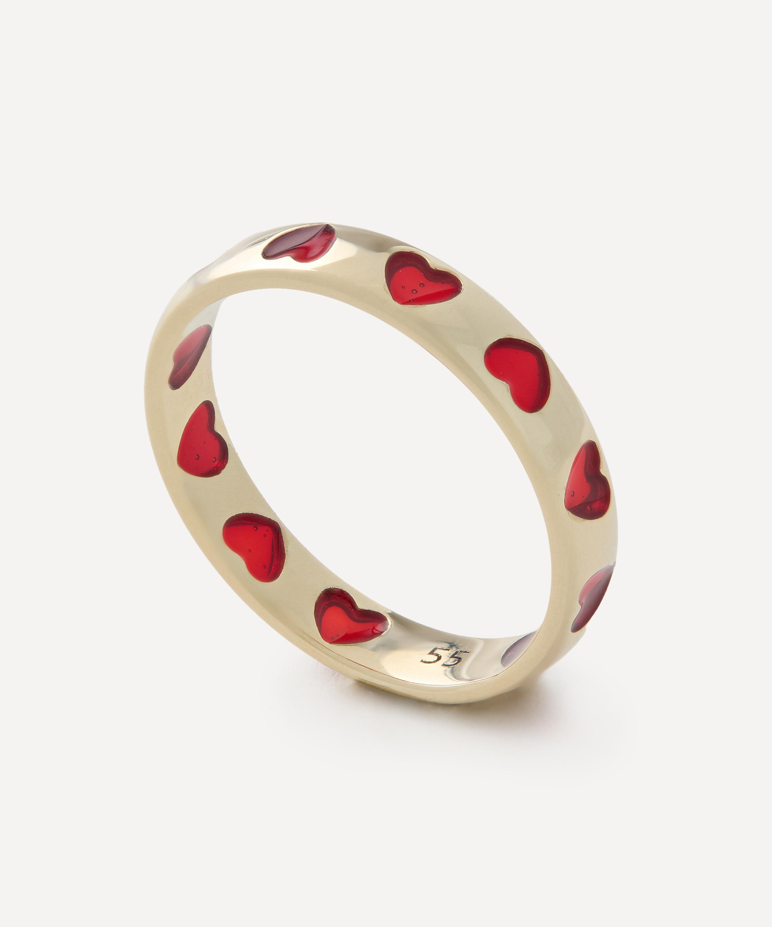 Liberty - 9ct Gold Spring Love Enamel Hearts Ring