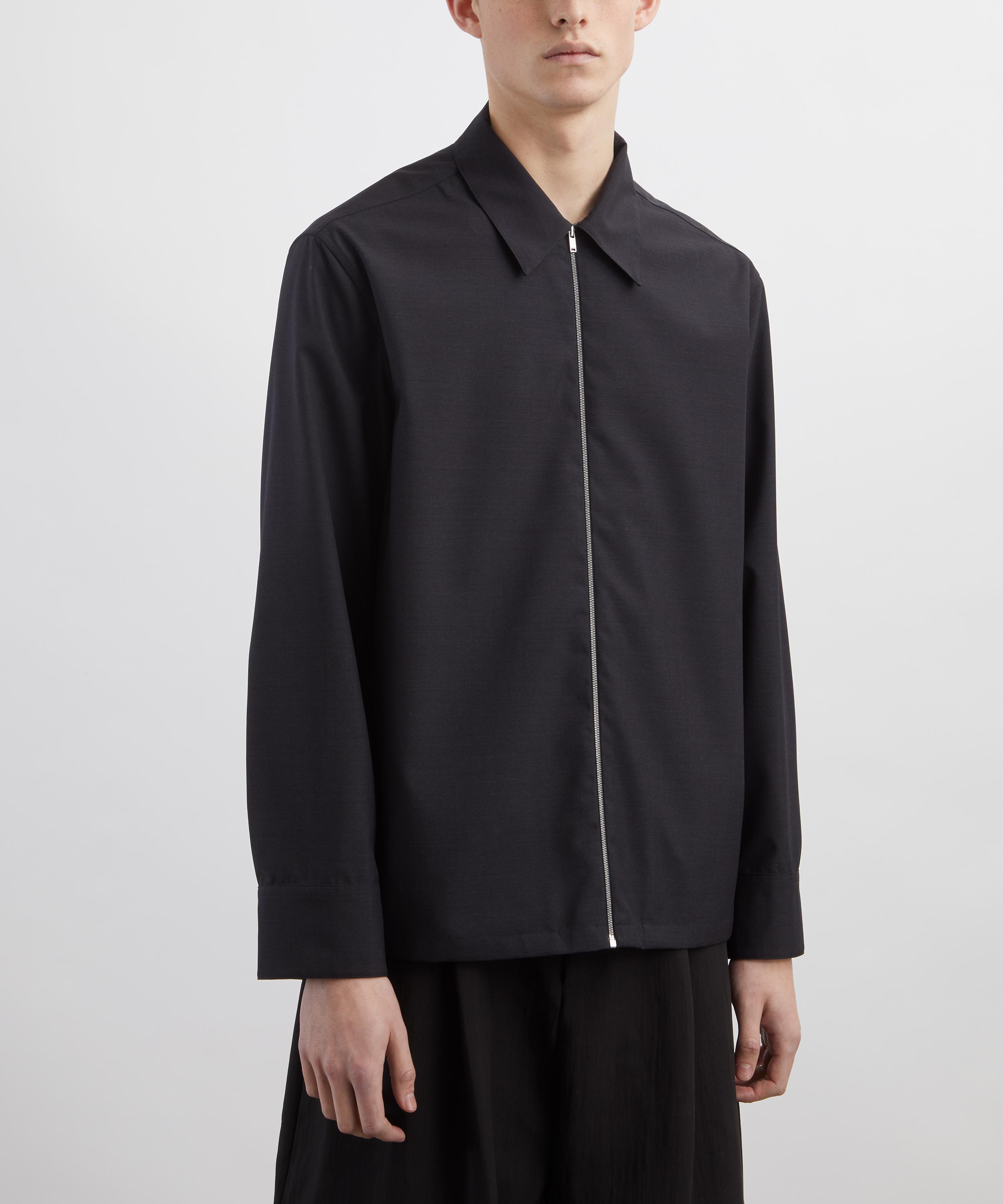 Jil Sander - Black Long-Sleeve Wool Zip Shirt image number 2