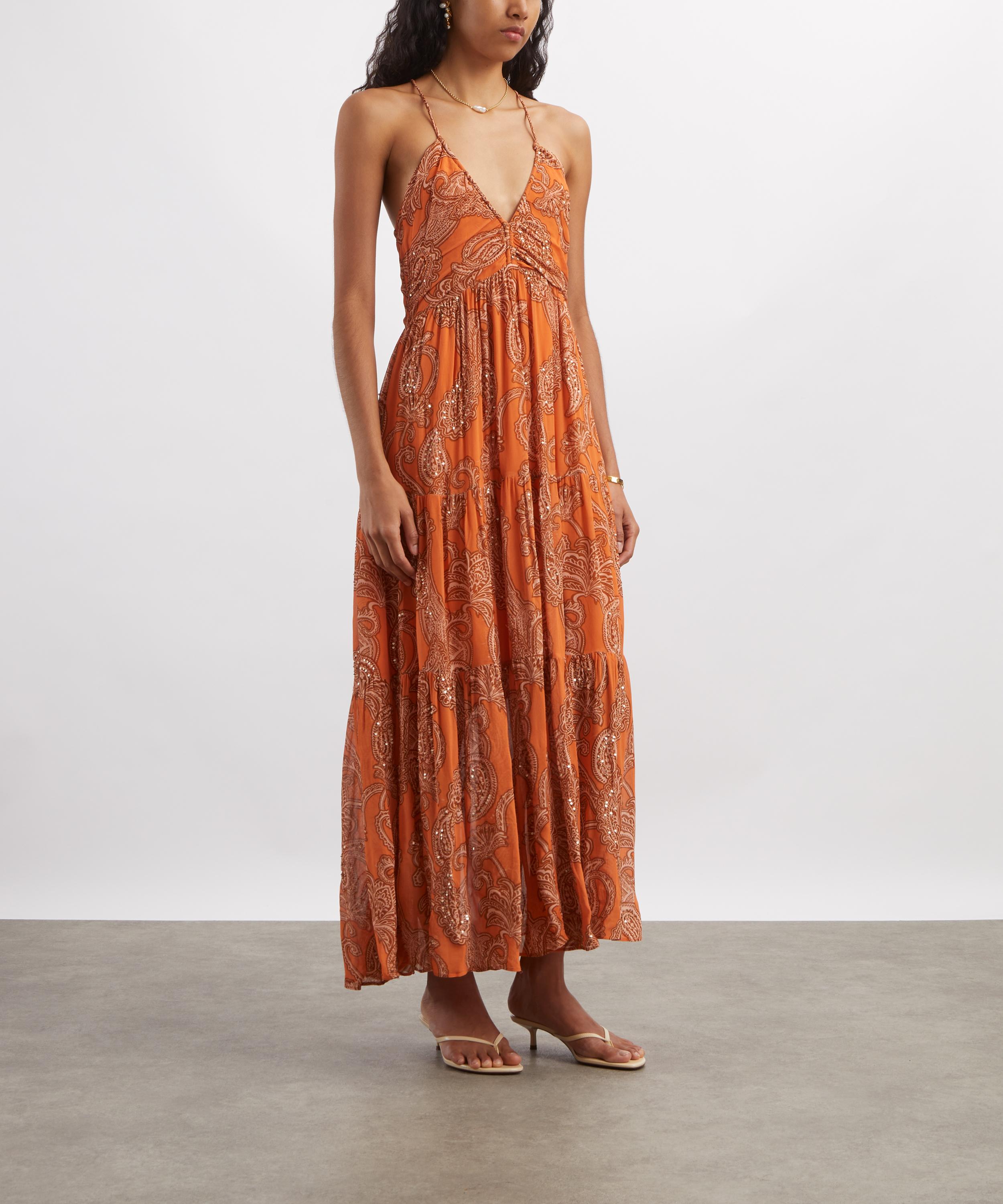 Scarlett Poppies - Waheeda Burnt Orange Maxi Dress image number 2
