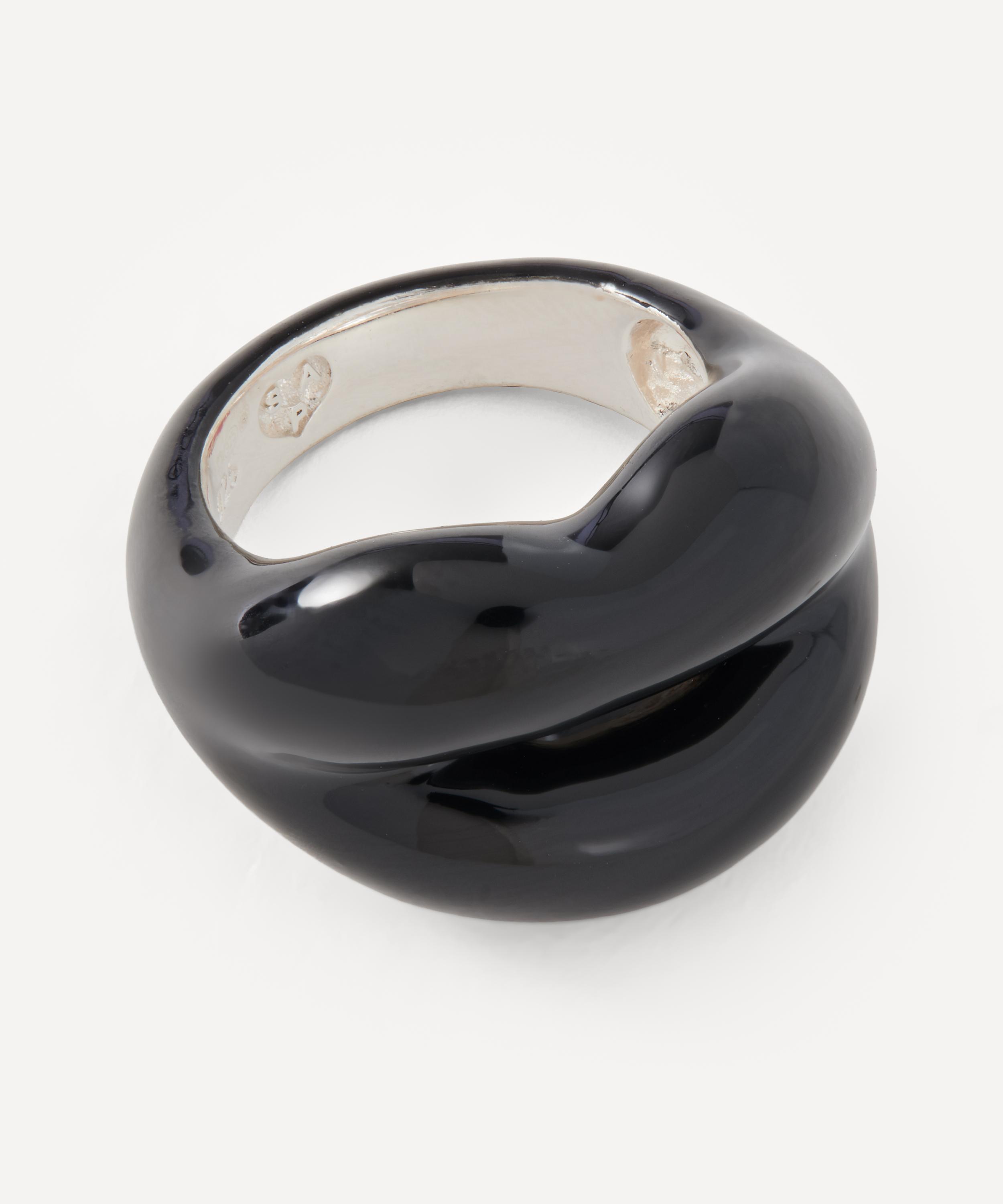 Solange Azagury-Partridge - Sterling Silver Black Hotlips Ring image number 1