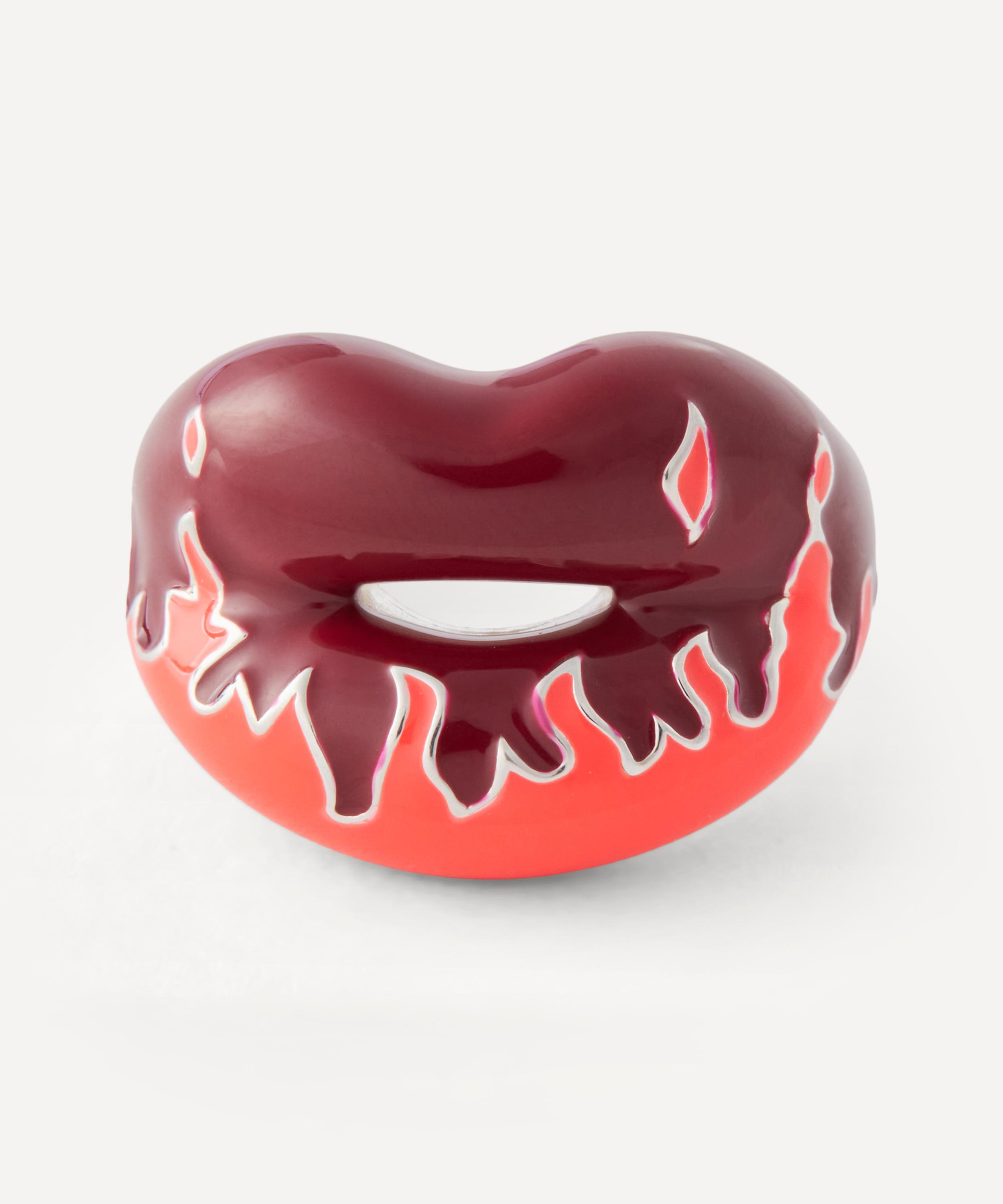 Solange Azagury-Partridge - Sterling Silver Very Deep Red Hotlips Ring