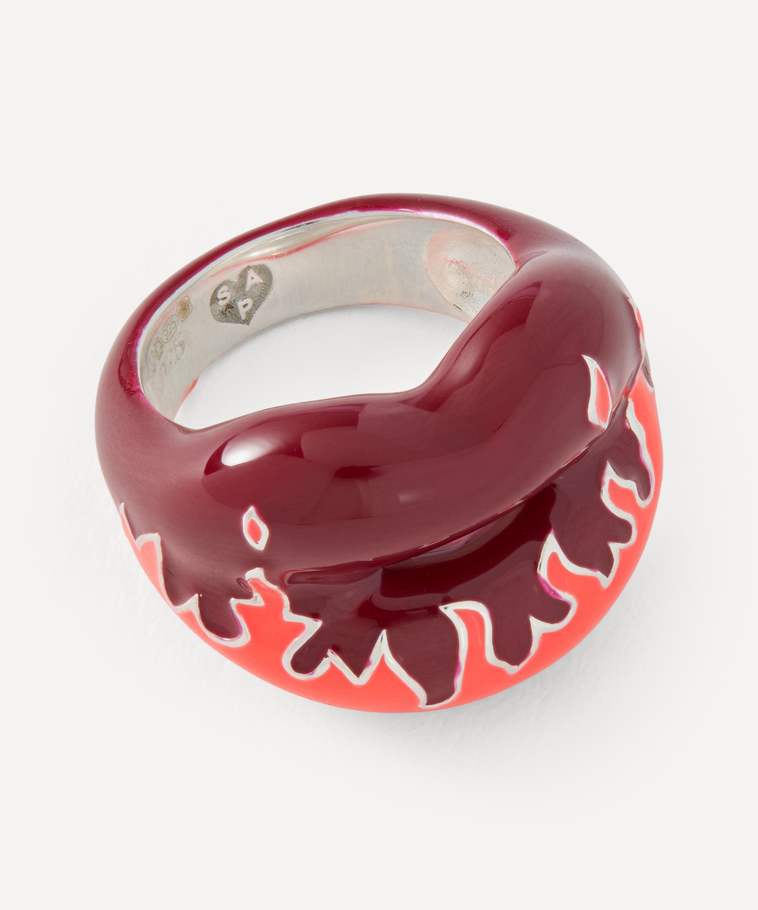 Solange Azagury-Partridge - Sterling Silver Very Deep Red Hotlips Ring image number 1