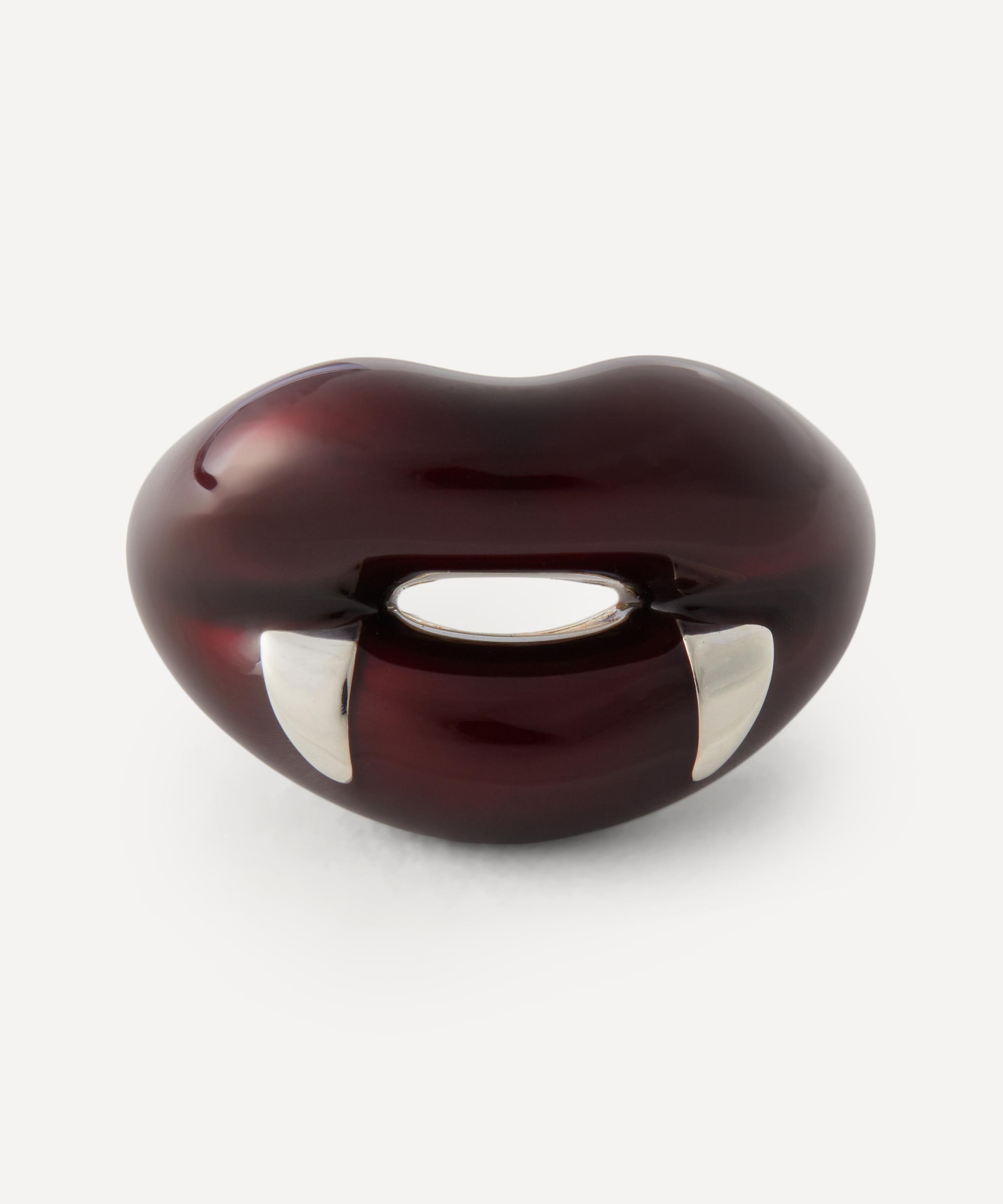 Solange Azagury-Partridge - Sterling Silver Black Cherry Vampire Hotlips Ring