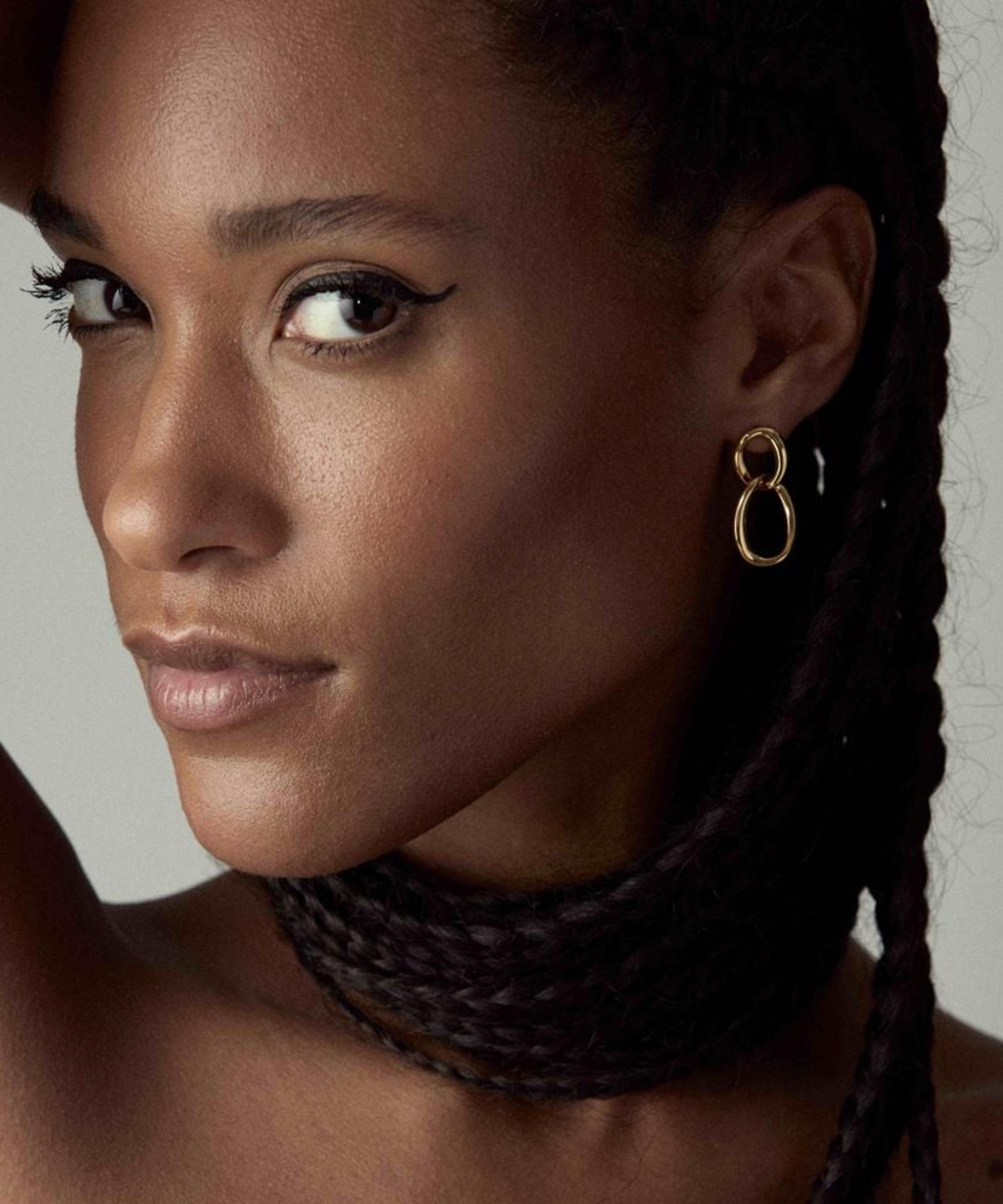 Dinny Hall - 18ct Gold-Plated Vermeil Silver Wave Double Hoop Earrings image number 1