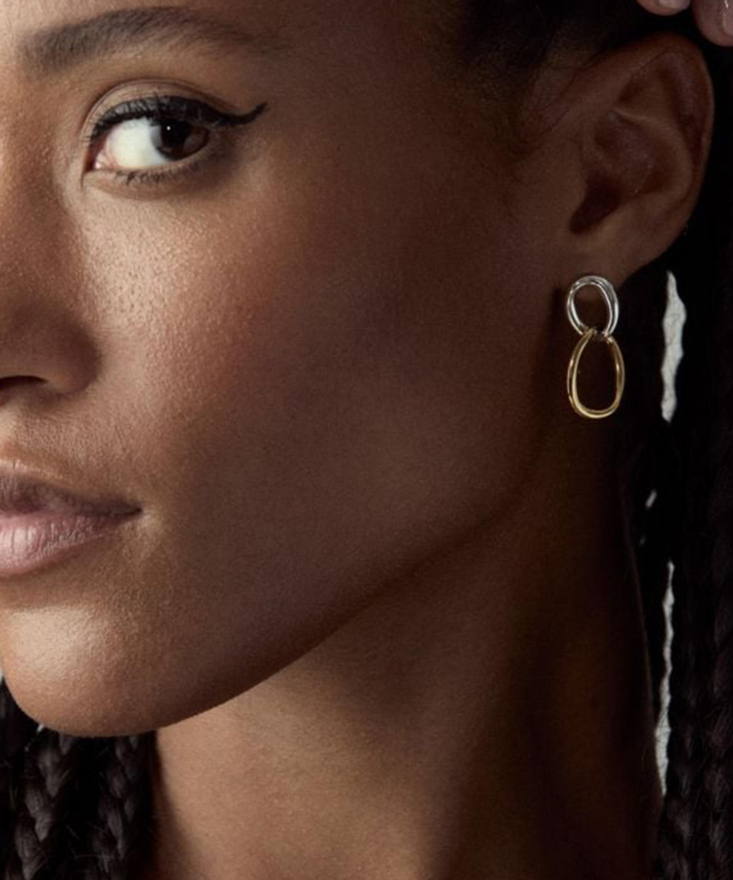 Dinny Hall - Mixed Metal Wave Double Hoop Earrings image number 1